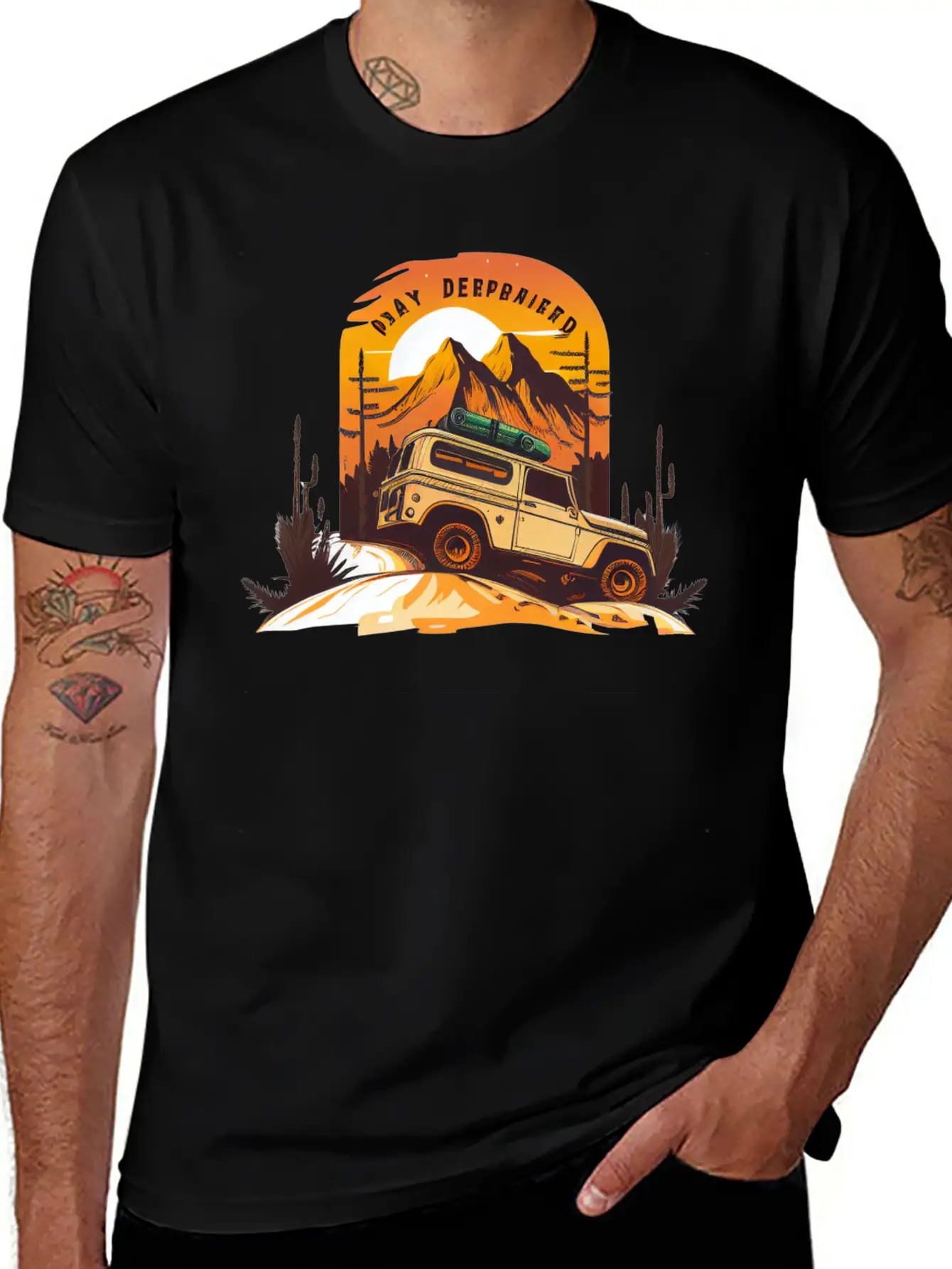 Retro Vintage Hiking Car Desert Breathable Soft Cotton T-Shirt – Timeless Casual Look