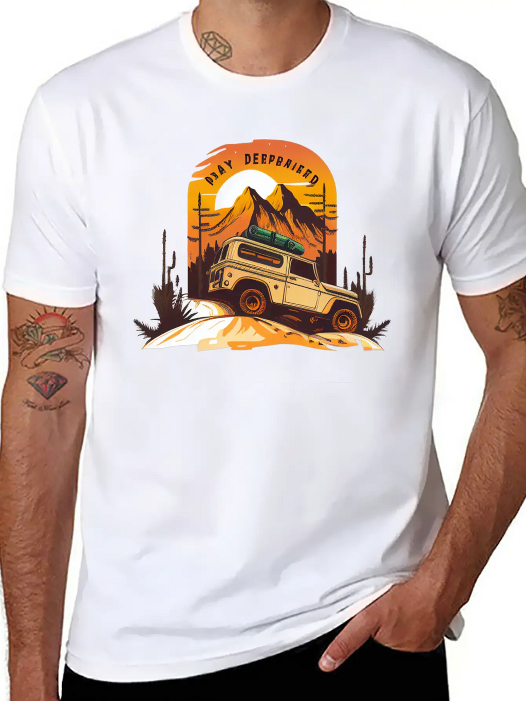 Retro Vintage Hiking Car Desert Breathable Soft Cotton T-Shirt – Timeless Casual Look