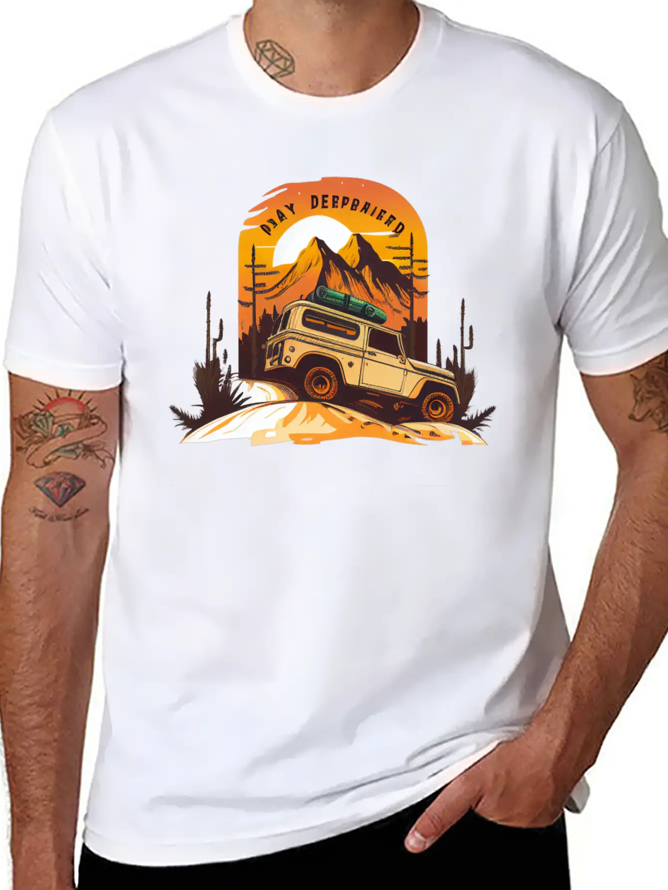 Retro Vintage Hiking Car Desert Breathable Soft Cotton T-Shirt – Timeless Casual Look