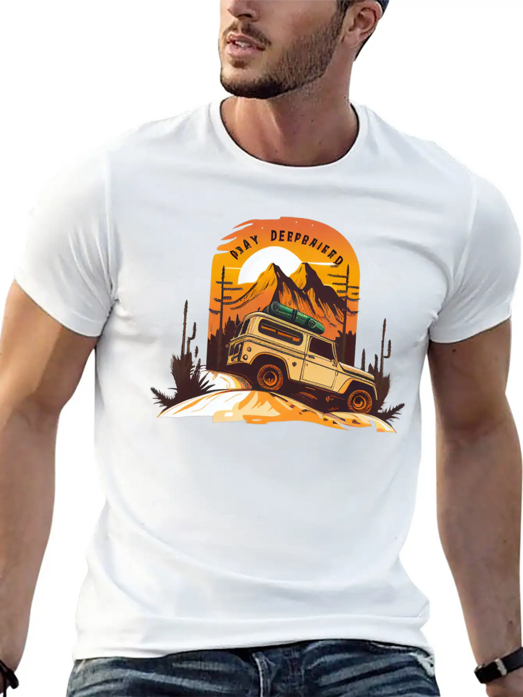 Retro Vintage Hiking Car Desert Breathable Soft Cotton T-Shirt – Timeless Casual Look