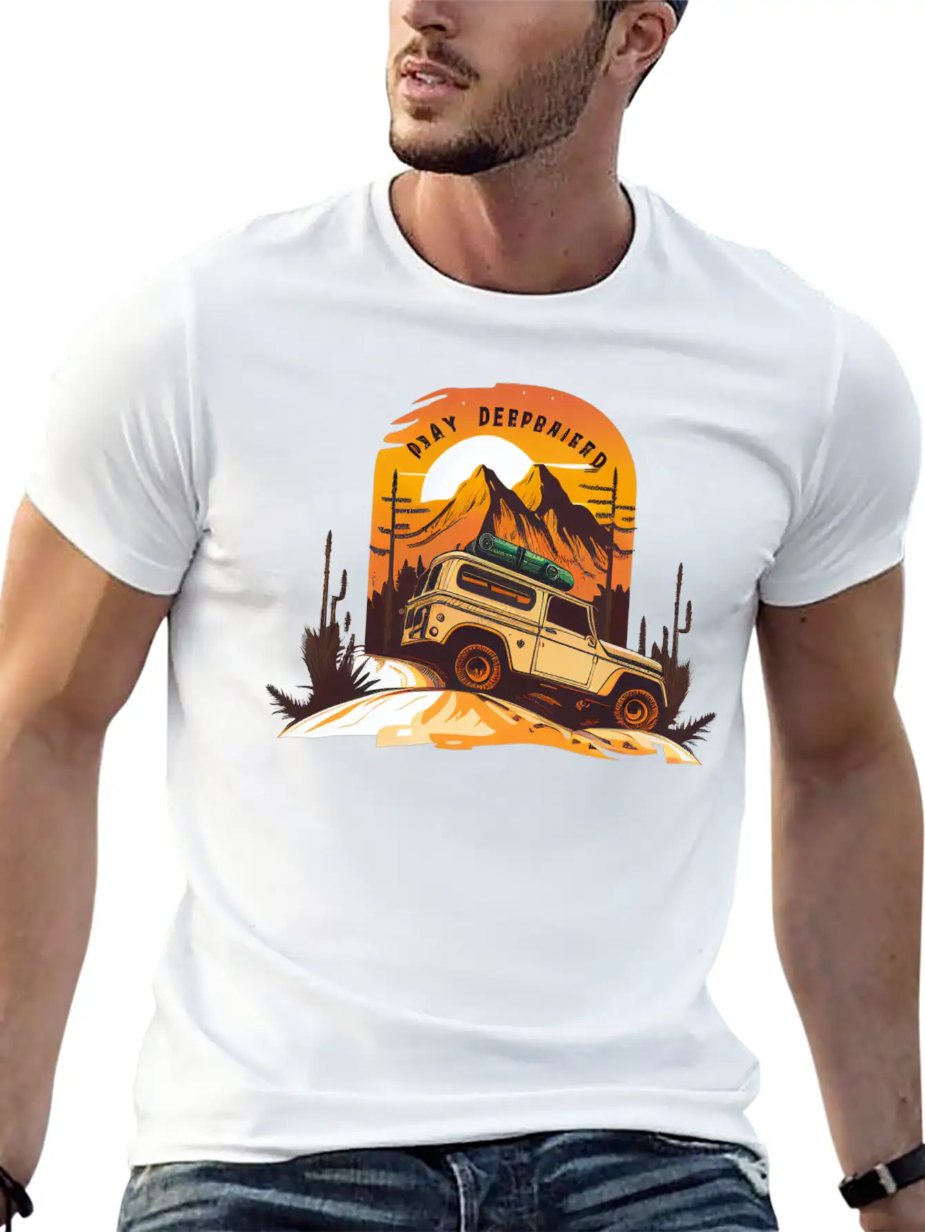 Retro Vintage Hiking Car Desert Breathable Soft Cotton T-Shirt – Timeless Casual Look