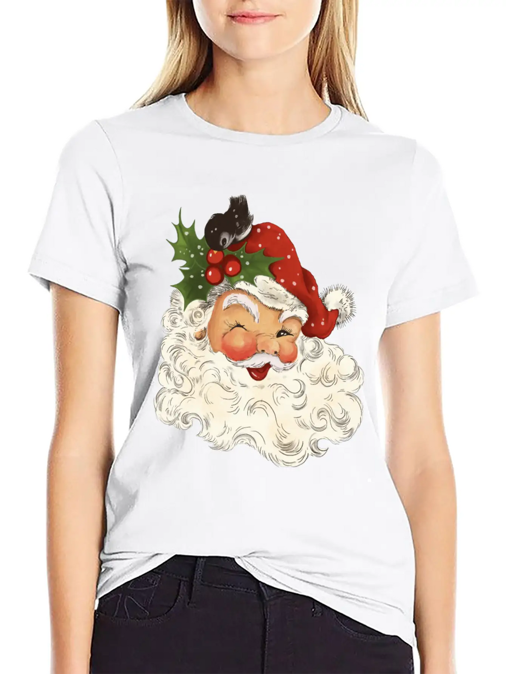 Retro Vintage Pink Santa Claus Christmas Unisex Short Sleeve Soft Cotton T-Shirt – Casual Everyday Wear