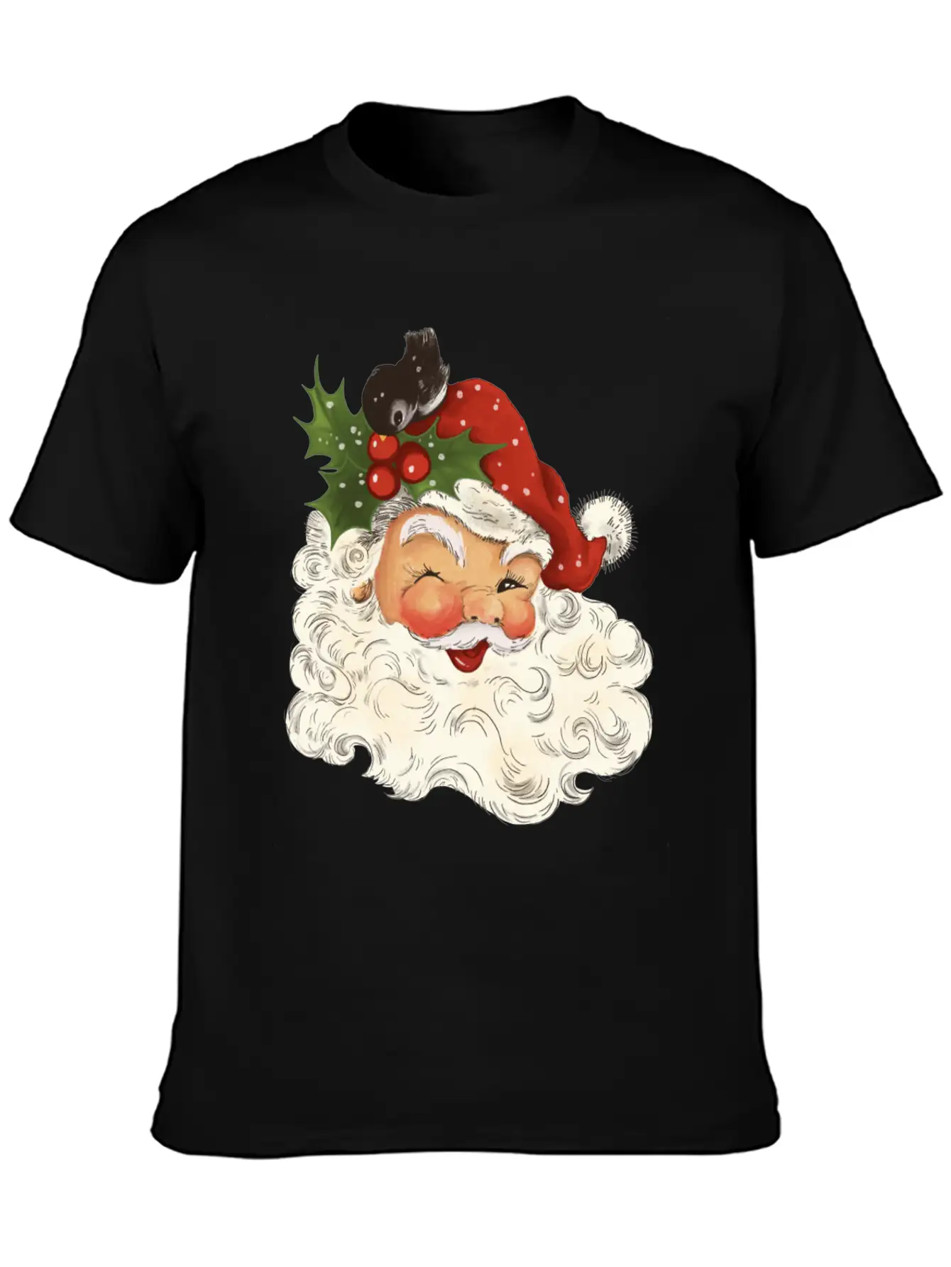 Retro Vintage Pink Santa Claus Christmas Unisex Short Sleeve Soft Cotton T-Shirt – Casual Everyday Wear