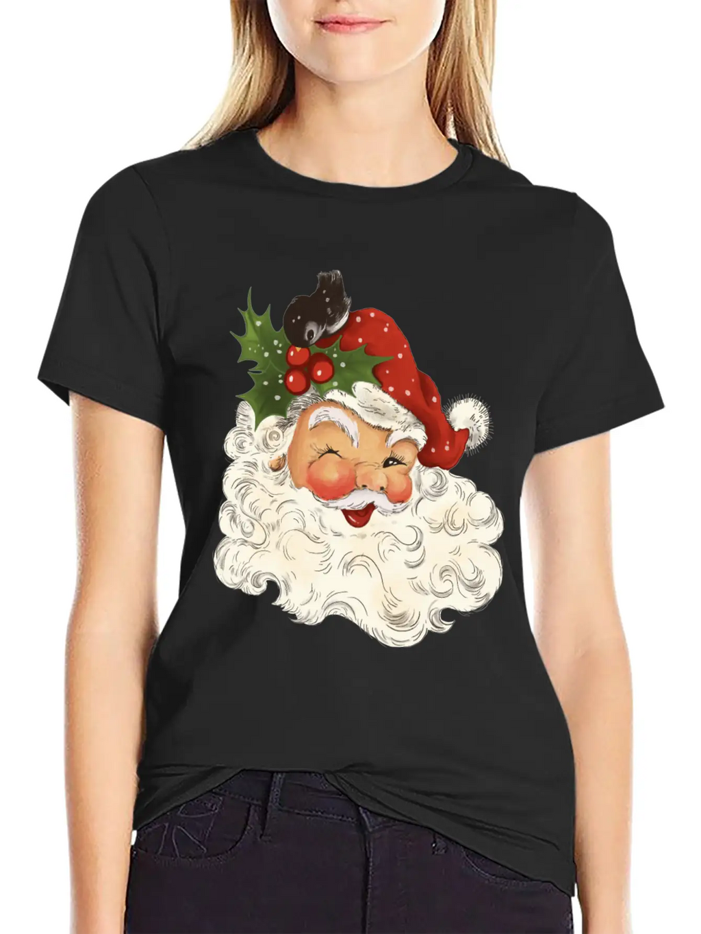 Retro Vintage Pink Santa Claus Christmas Unisex Short Sleeve Soft Cotton T-Shirt – Casual Everyday Wear