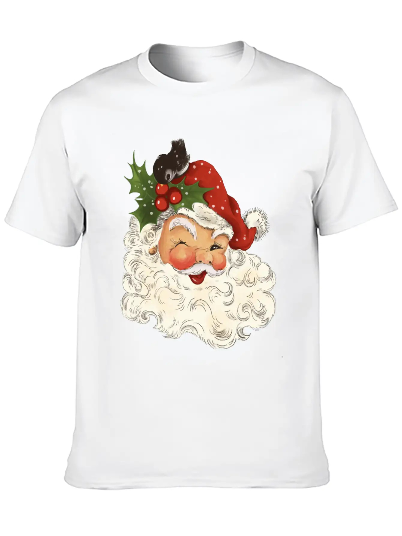 Retro Vintage Pink Santa Claus Christmas Unisex Short Sleeve Soft Cotton T-Shirt – Casual Everyday Wear
