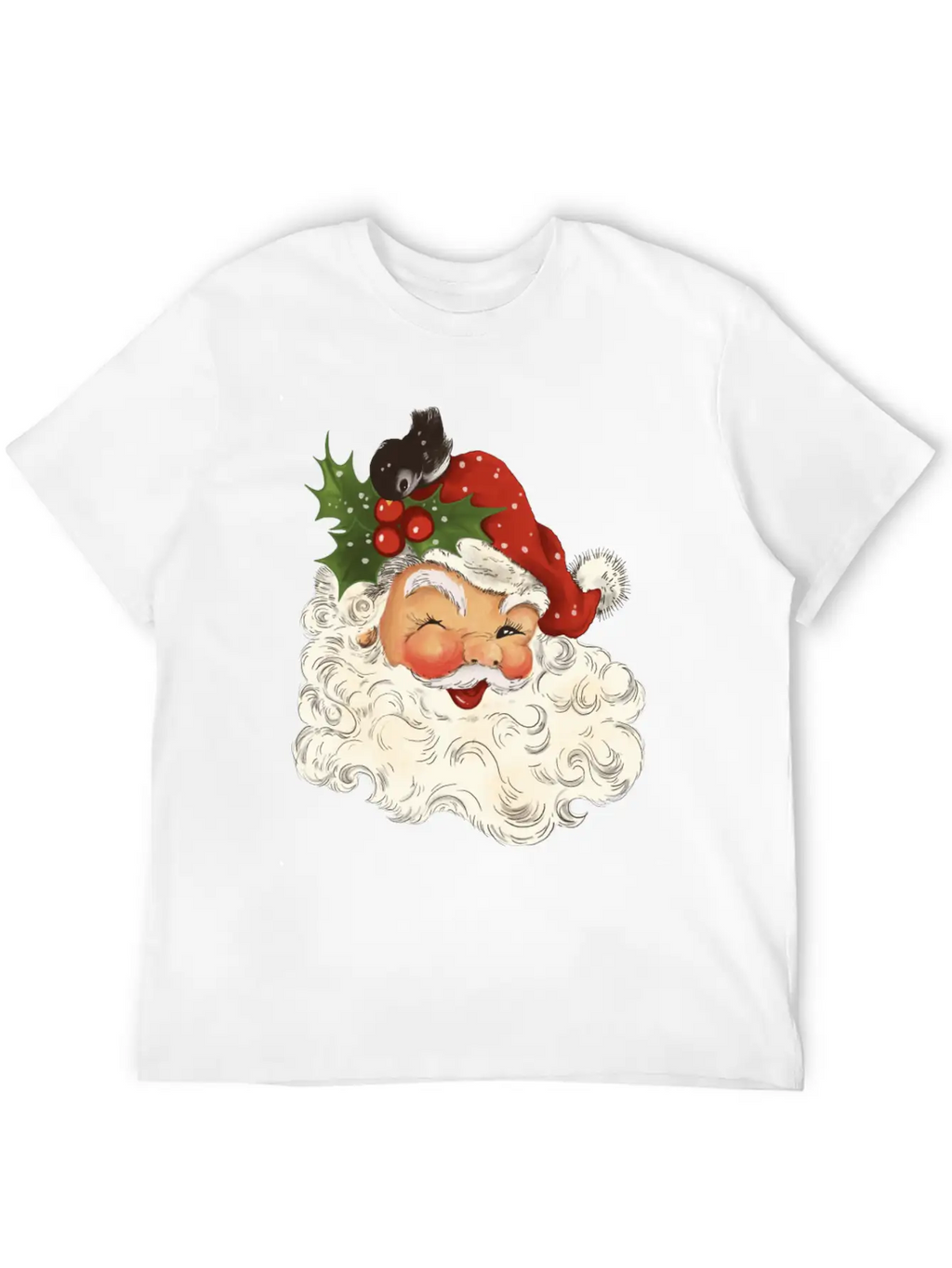 Retro Vintage Pink Santa Claus Christmas Unisex Short Sleeve Soft Cotton T-Shirt – Casual Everyday Wear