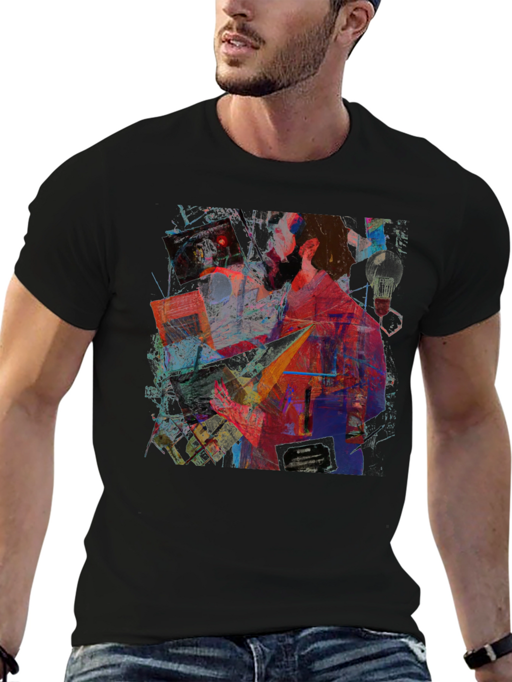 Abstract Art Graphic Print Black T-Shirt