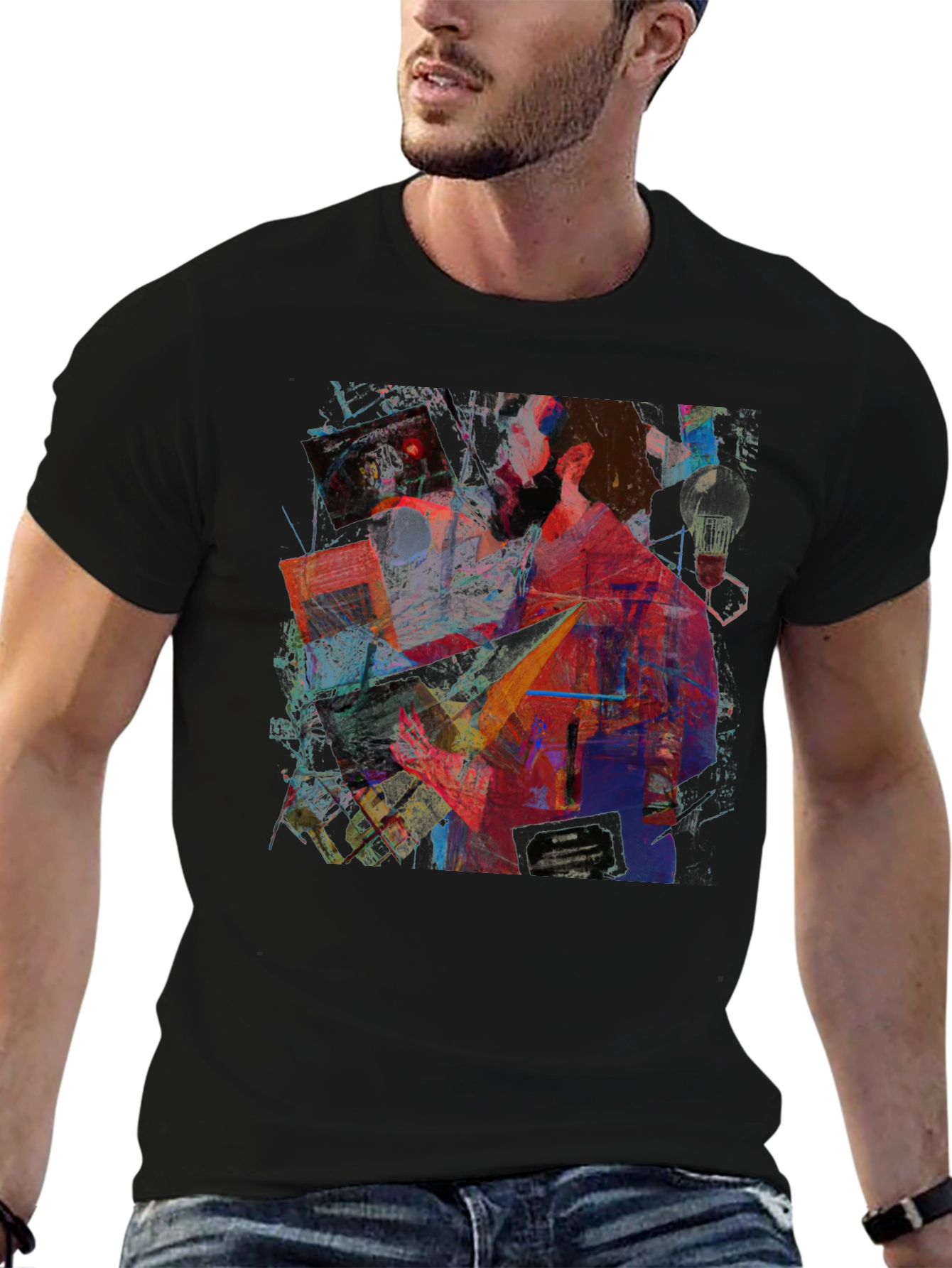 Abstract Art Graphic Print Black T-Shirt