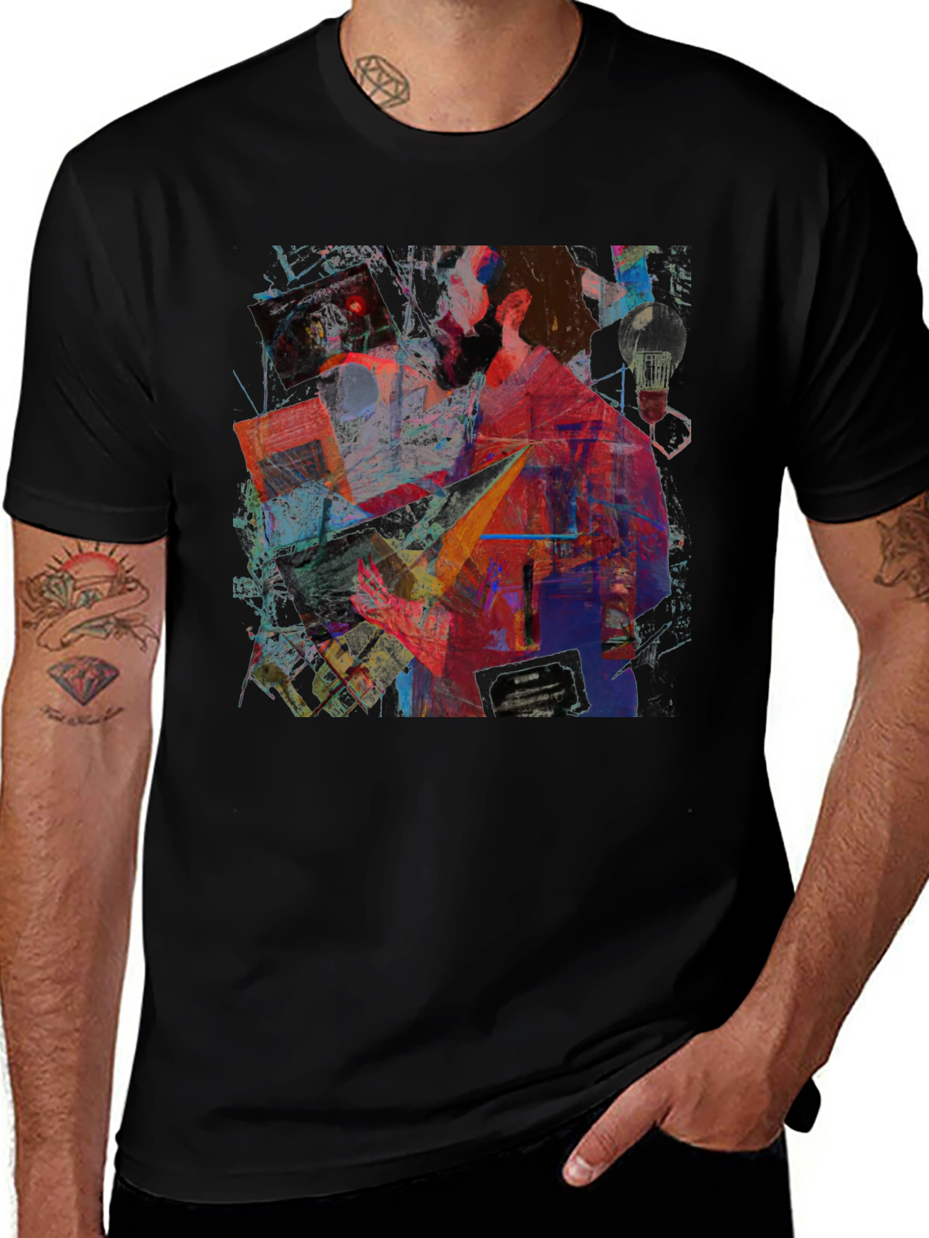 Abstract Art Graphic Print Black T-Shirt