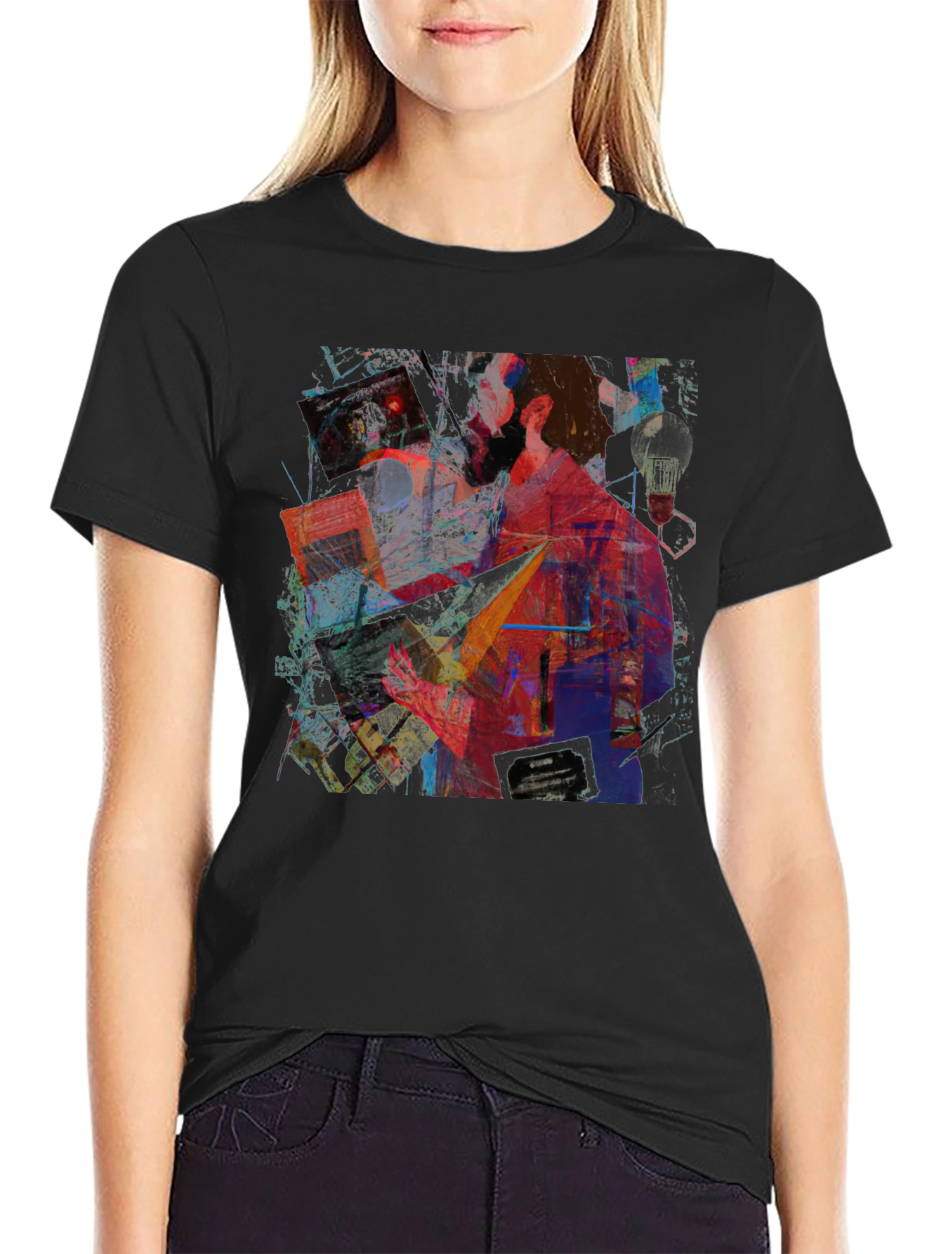Abstract Art Graphic Print Black T-Shirt