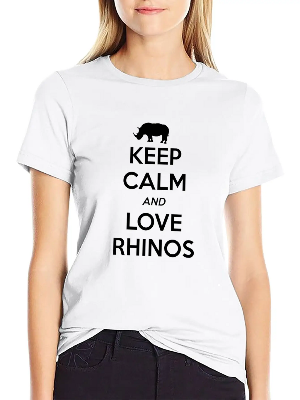 Rhino Keep Calm And Love Casual Graphic T-Shirt – Simple And Comfortable Daily Wear