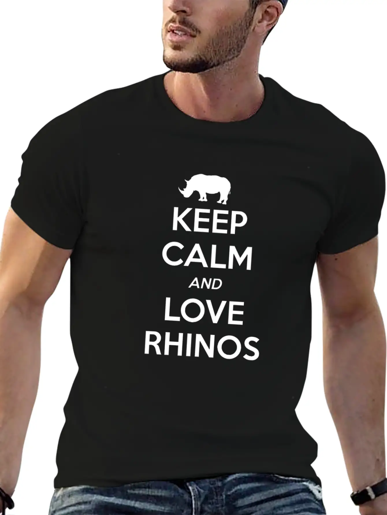 Rhino Keep Calm And Love Casual Graphic T-Shirt – Simple And Comfortable Daily Wear