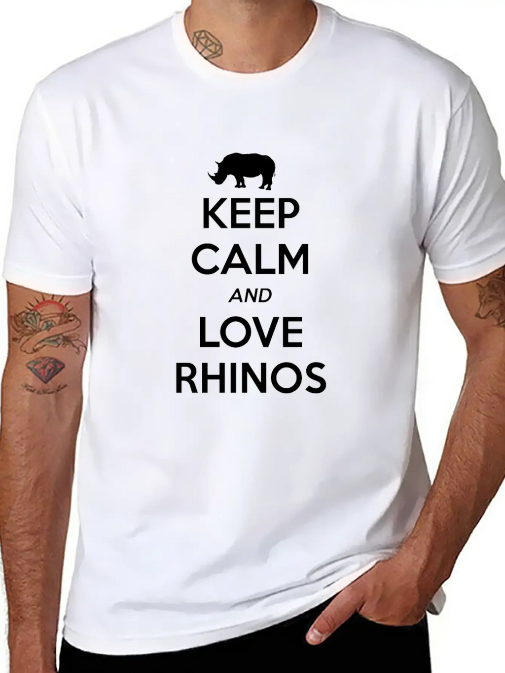 Rhino Keep Calm And Love Casual Graphic T-Shirt – Simple And Comfortable Daily Wear