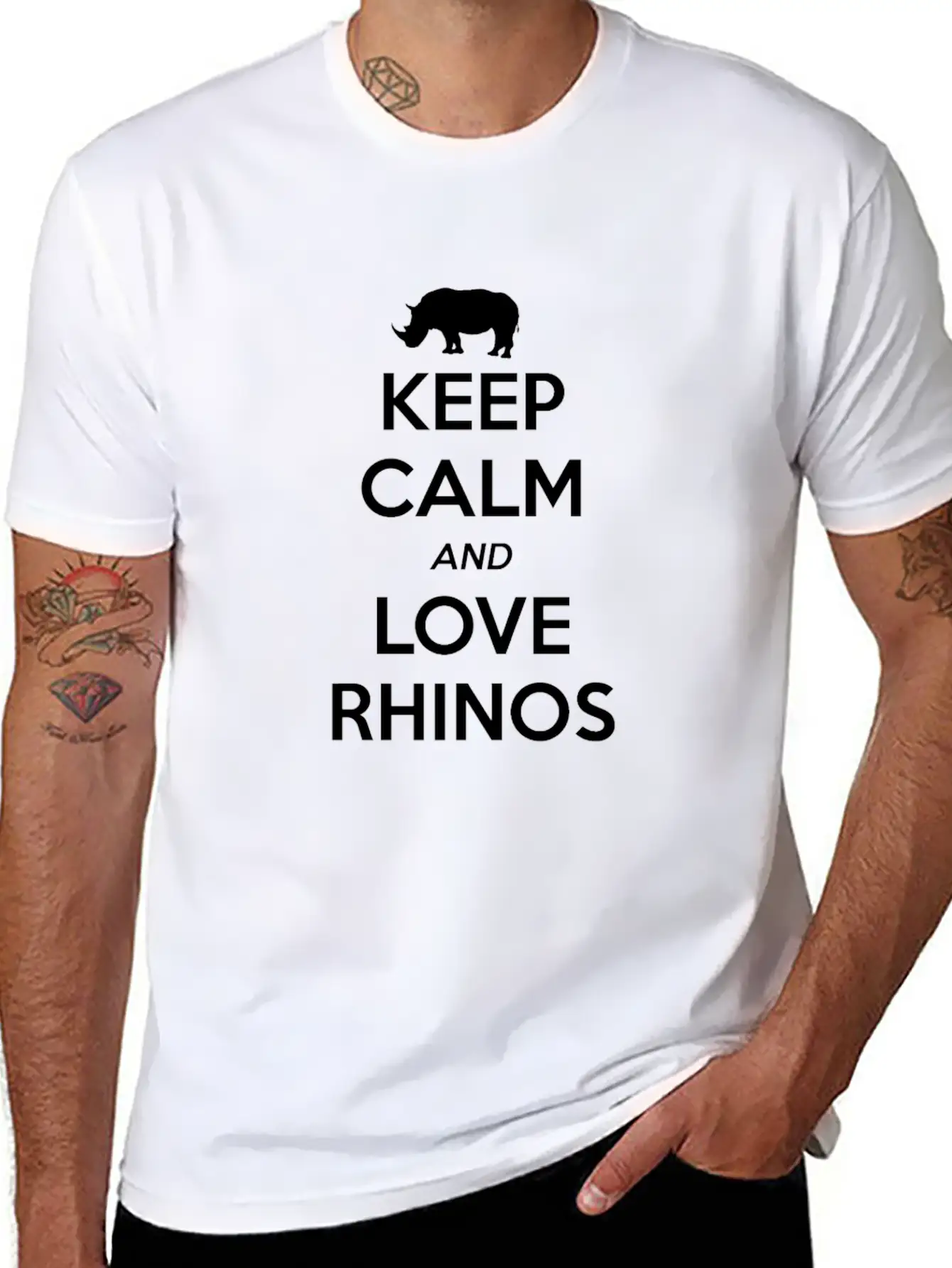 Rhino Keep Calm And Love Casual Graphic T-Shirt – Simple And Comfortable Daily Wear