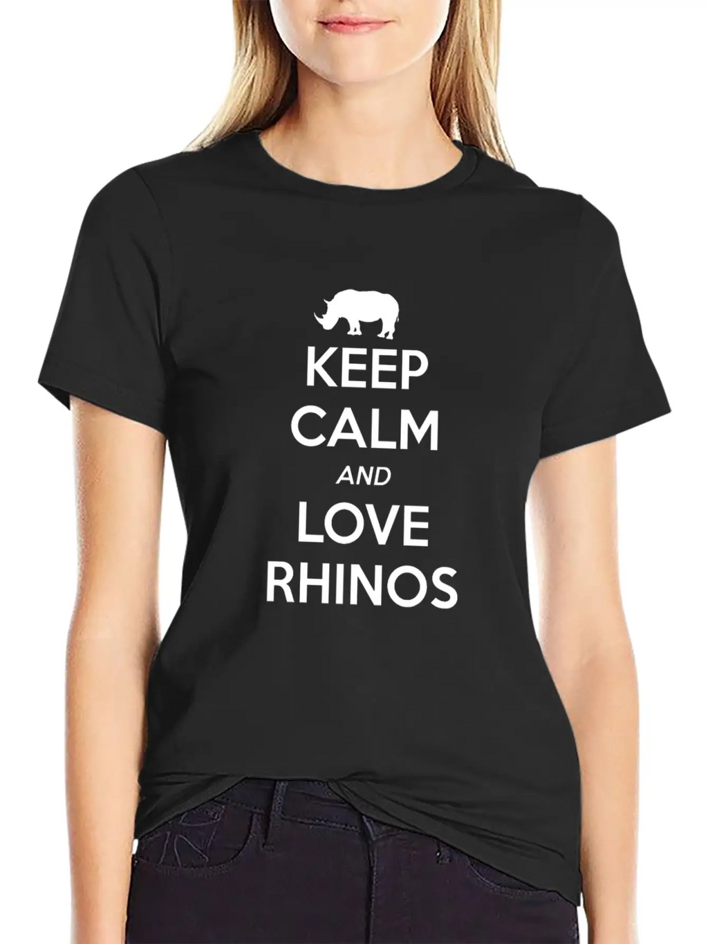 Rhino Keep Calm And Love Casual Graphic T-Shirt – Simple And Comfortable Daily Wear