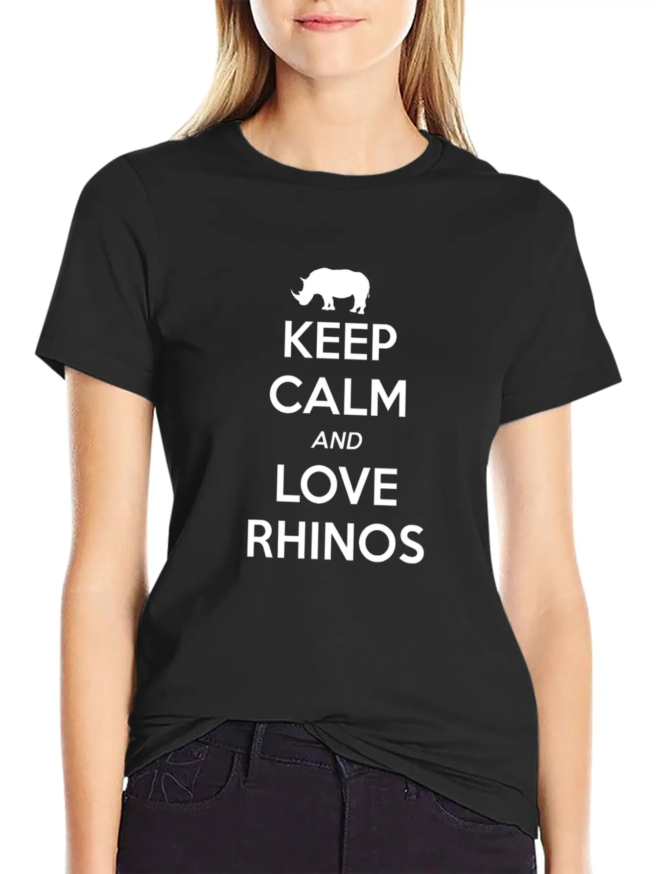 Rhino Keep Calm And Love Casual Graphic T-Shirt – Simple And Comfortable Daily Wear