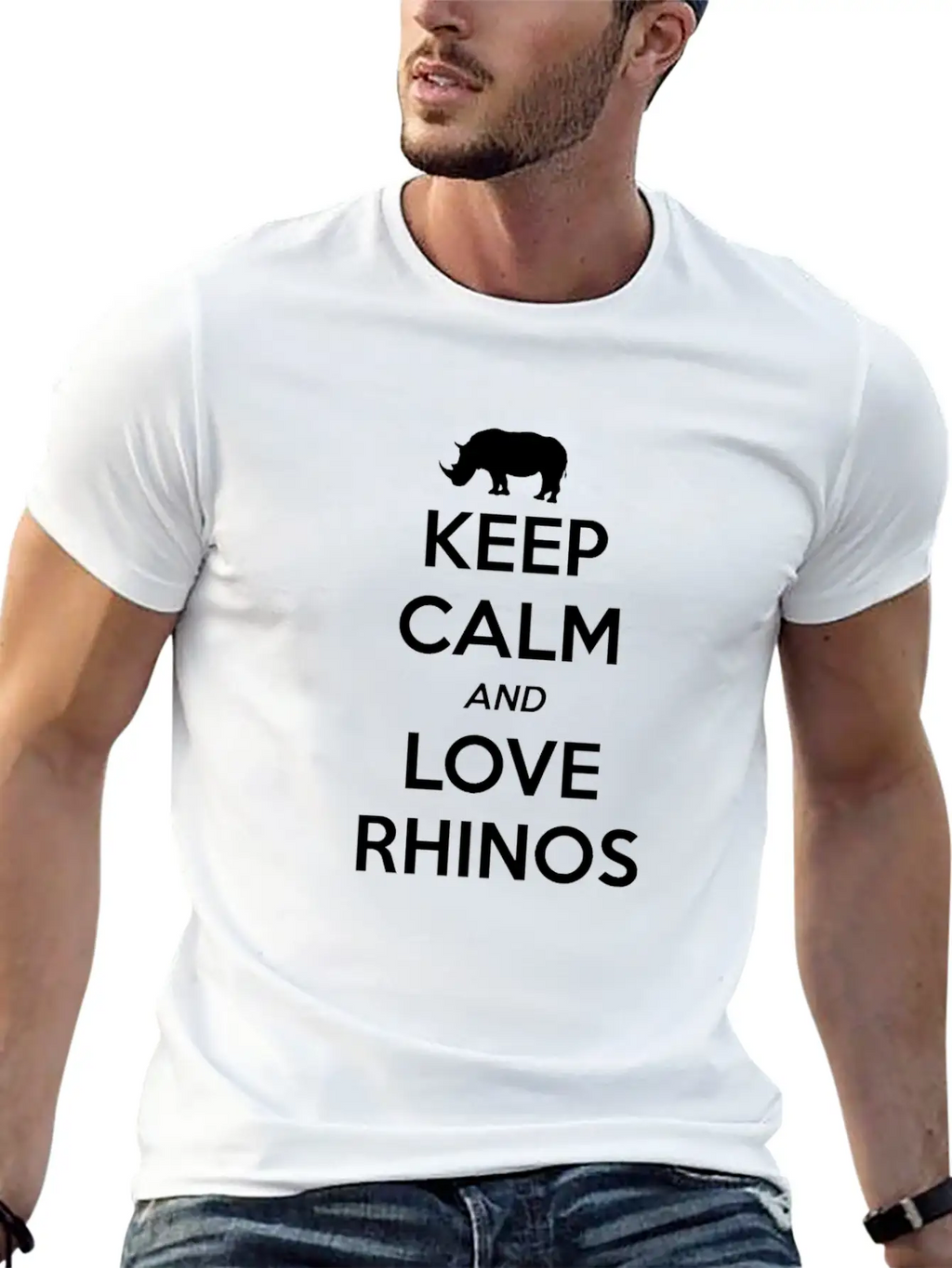 Rhino Keep Calm And Love Casual Graphic T-Shirt – Simple And Comfortable Daily Wear