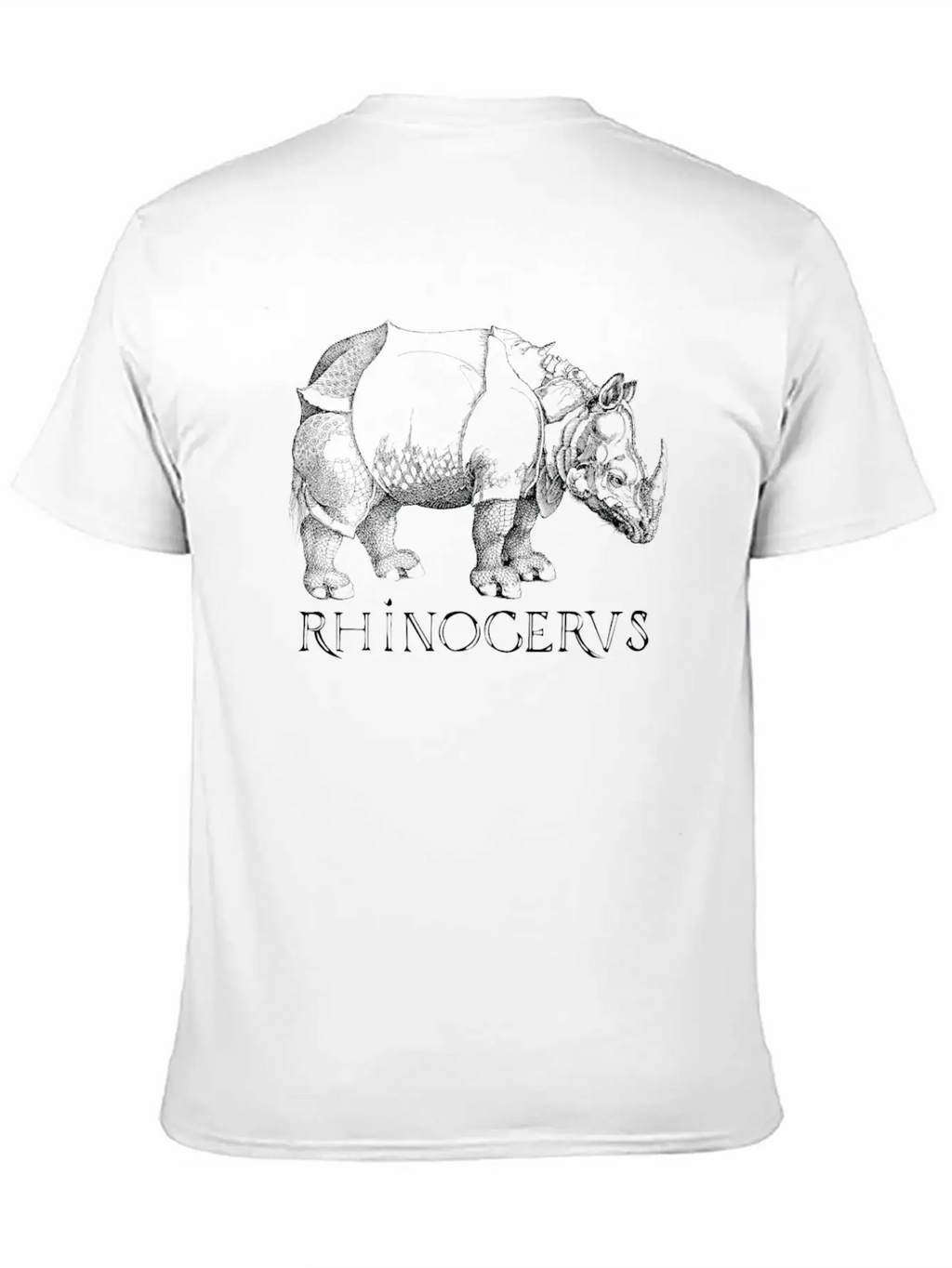 Rhino Rhinoceros Based On Print From German Artist Casual Graphic T-Shirt – Simple And Comfortable Daily Wear