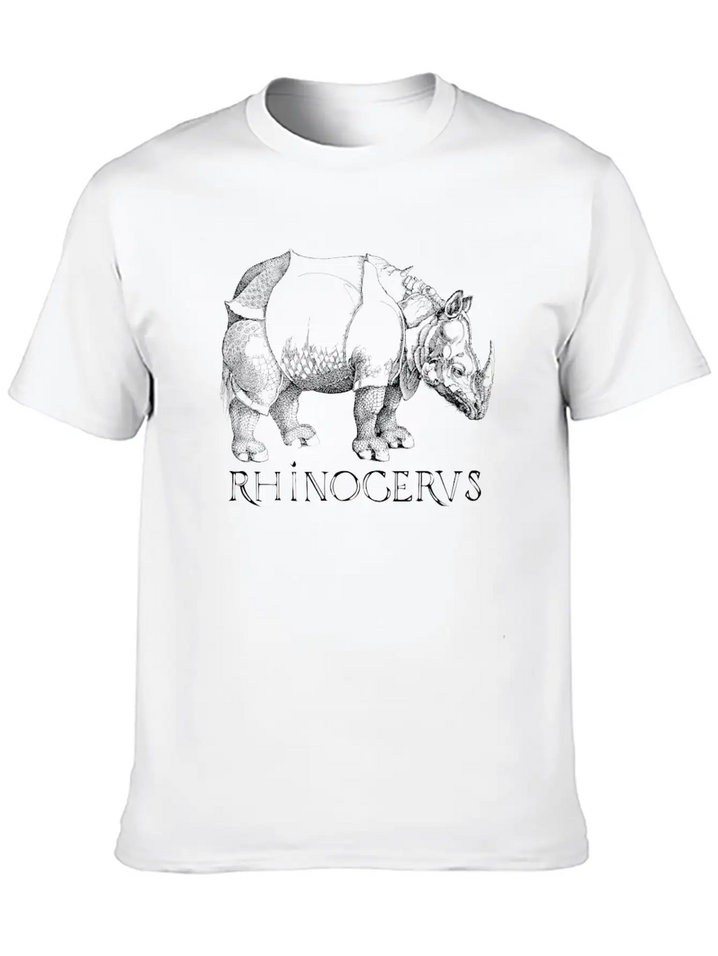 Rhino Rhinoceros Based On Print From German Artist Casual Graphic T-Shirt – Simple And Comfortable Daily Wear