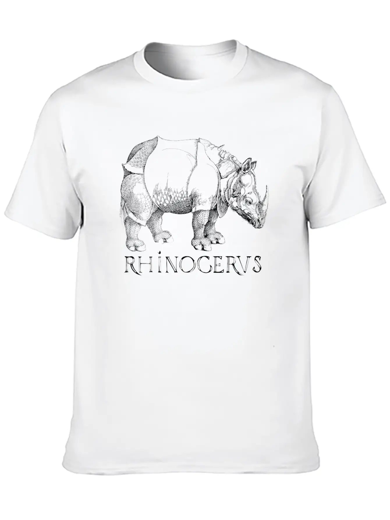 Rhino Rhinoceros Based On Print From German Artist Casual Graphic T-Shirt – Simple And Comfortable Daily Wear