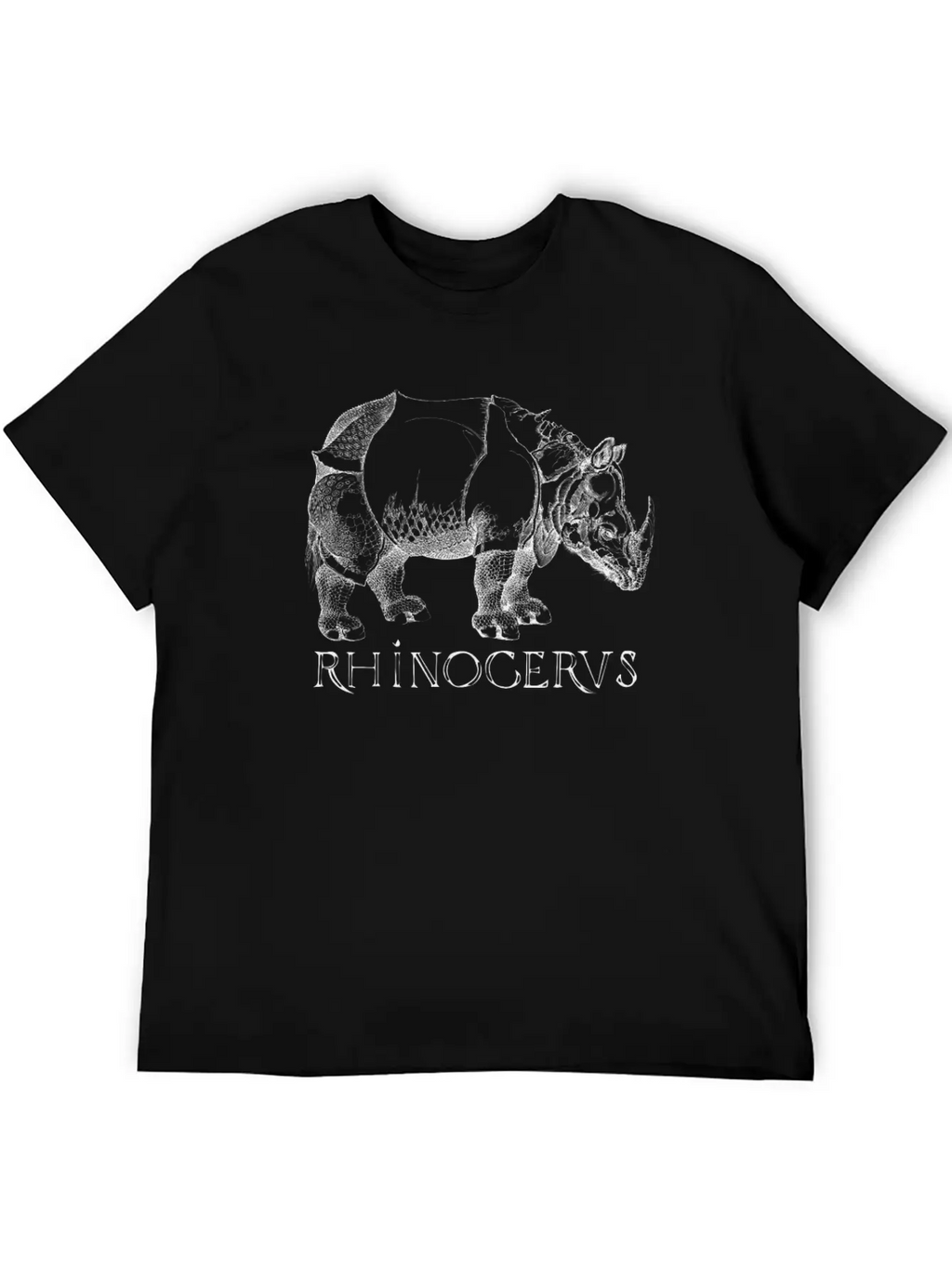 Rhino Rhinoceros Based On Print From German Artist Casual Graphic T-Shirt – Simple And Comfortable Daily Wear