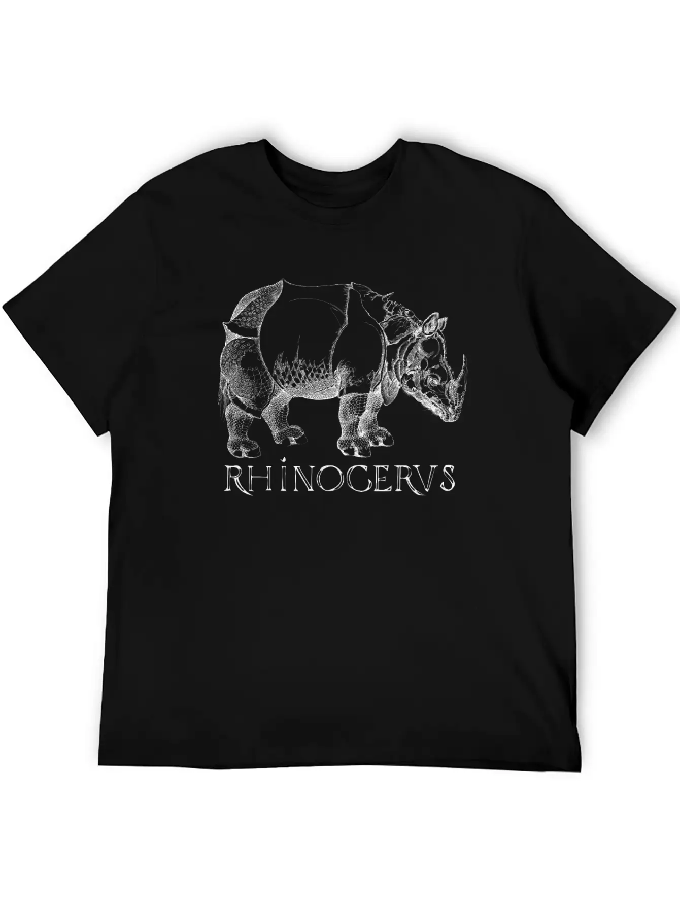 Rhino Rhinoceros Based On Print From German Artist Casual Graphic T-Shirt – Simple And Comfortable Daily Wear