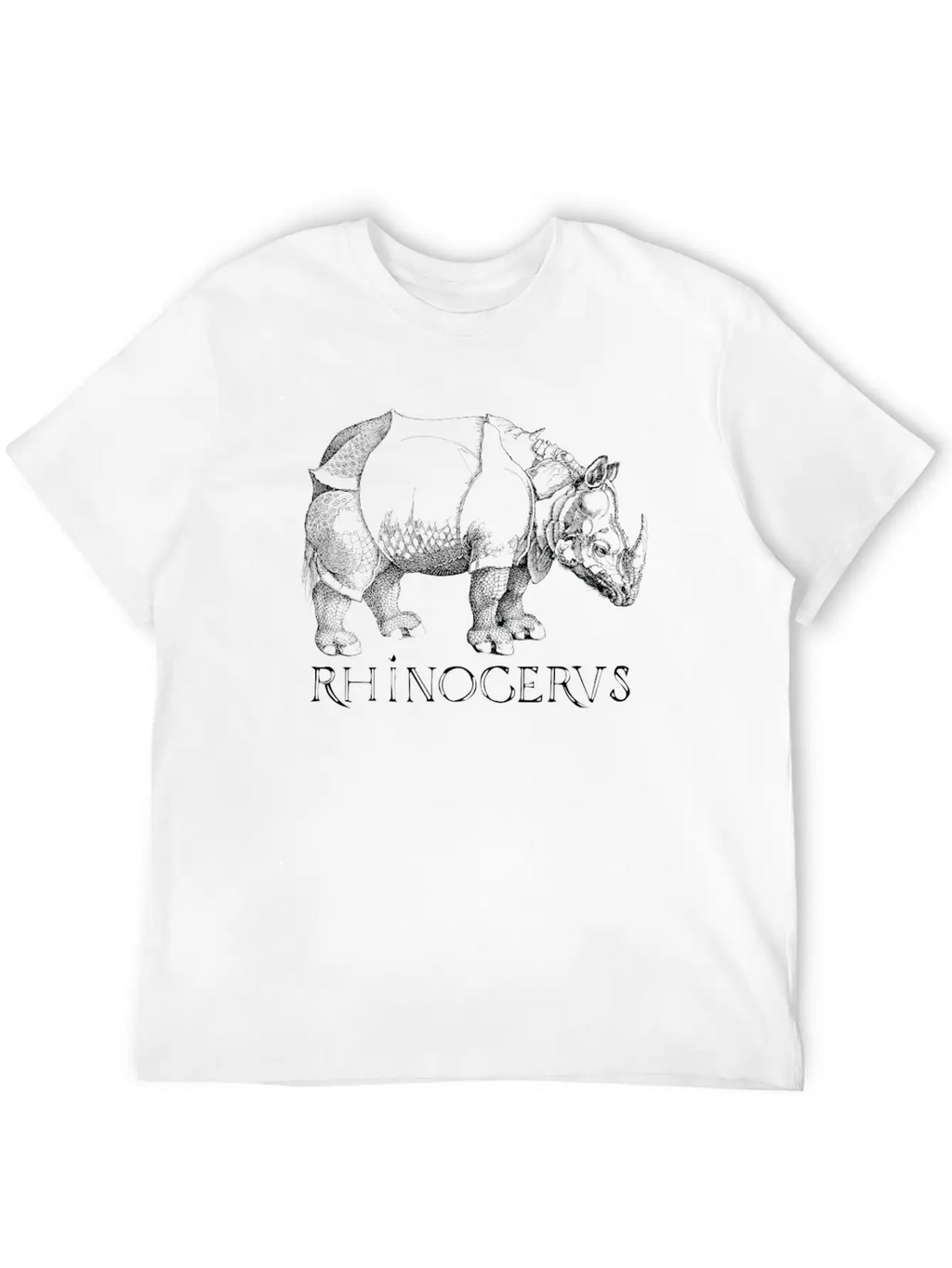 Rhino Rhinoceros Based On Print From German Artist Casual Graphic T-Shirt – Simple And Comfortable Daily Wear