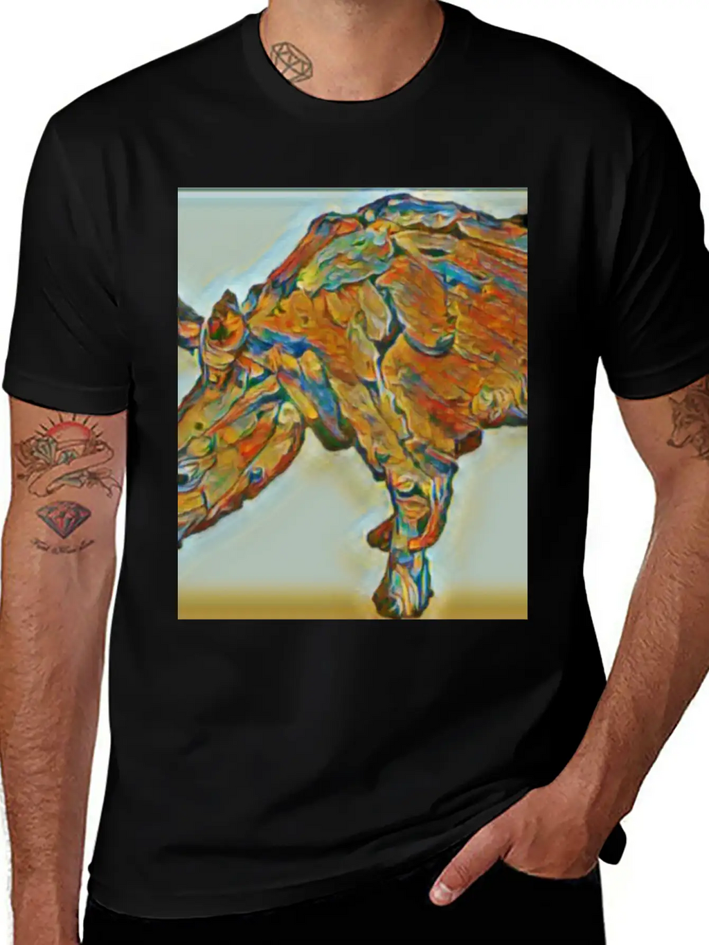 Rhinoceros Painting Unisex Casual T-Shirt – Clean Design For Daily Comfort