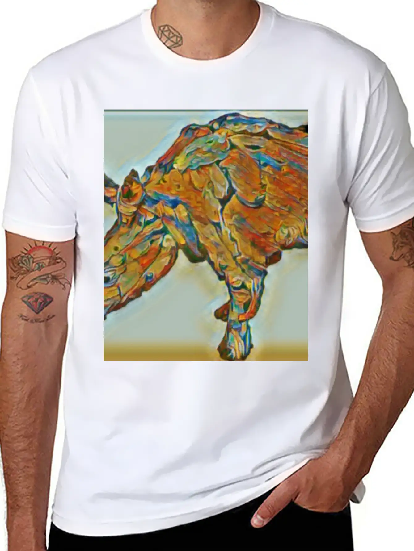 Rhinoceros Painting Unisex Casual T-Shirt – Clean Design For Daily Comfort
