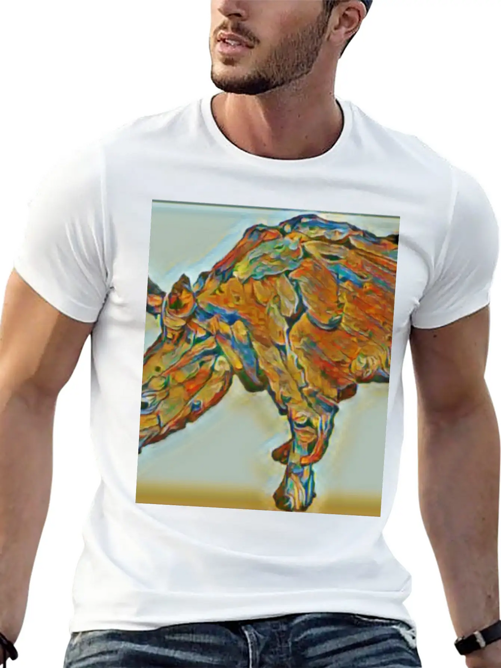 Rhinoceros Painting Unisex Casual T-Shirt – Clean Design For Daily Comfort