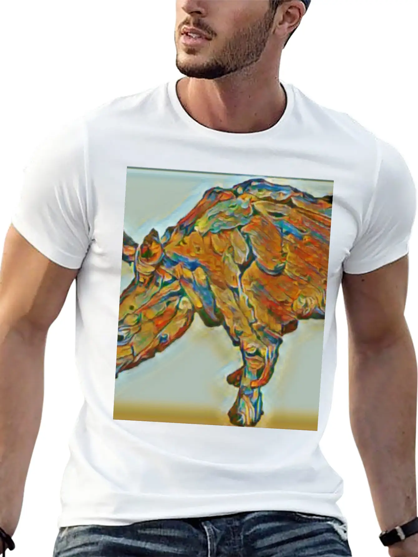 Rhinoceros Painting Unisex Casual T-Shirt – Clean Design For Daily Comfort