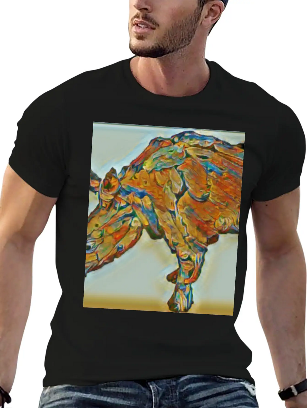 Rhinoceros Painting Unisex Casual T-Shirt – Clean Design For Daily Comfort