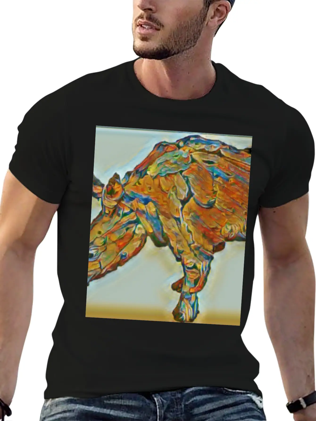 Rhinoceros Painting Unisex Casual T-Shirt – Clean Design For Daily Comfort