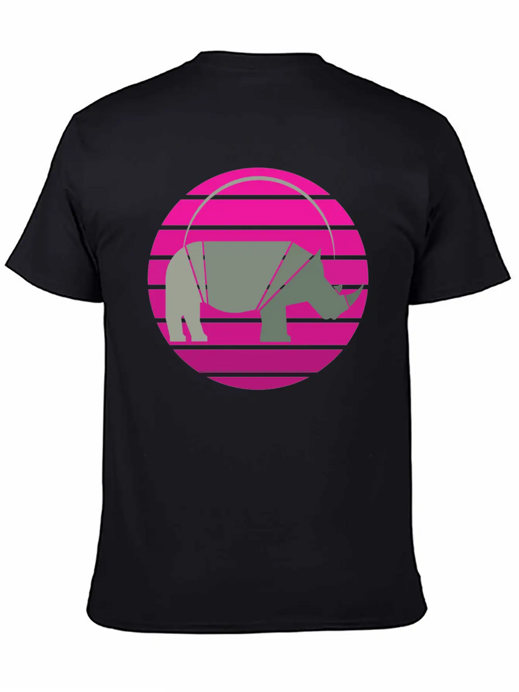 Rhinoceros Sunset Unisex Short Sleeve Soft Cotton T-Shirt – Casual Everyday Wear