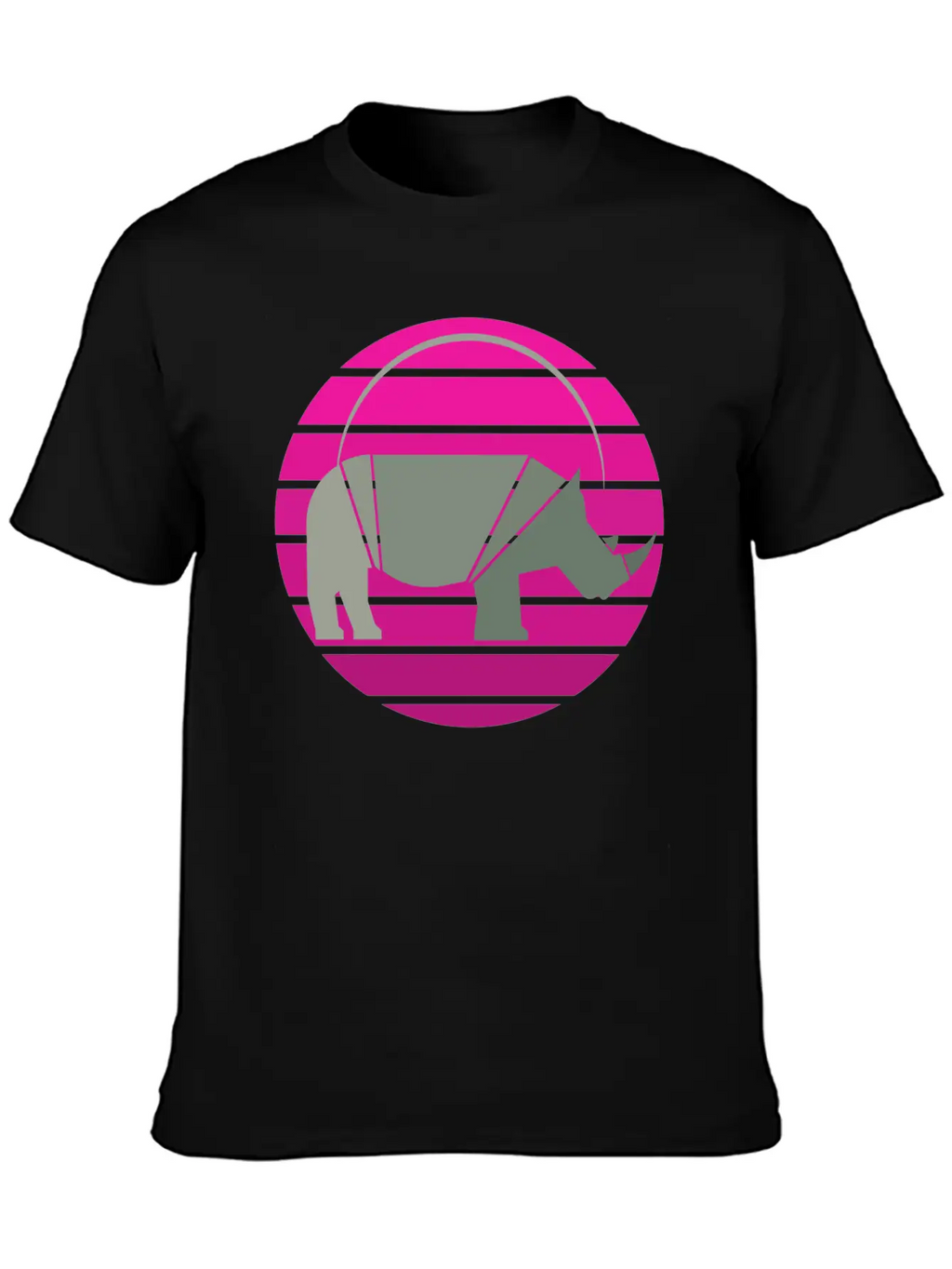 Rhinoceros Sunset Unisex Short Sleeve Soft Cotton T-Shirt – Casual Everyday Wear