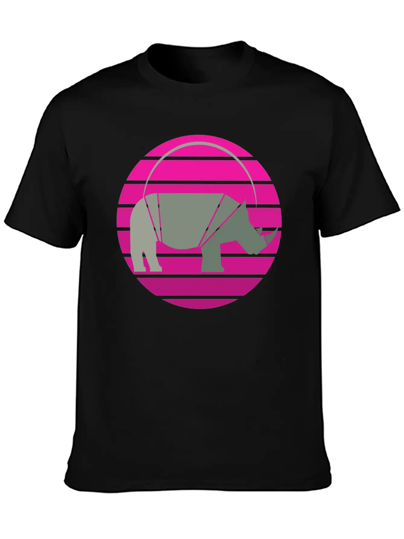 Rhinoceros Sunset Unisex Short Sleeve Soft Cotton T-Shirt – Casual Everyday Wear