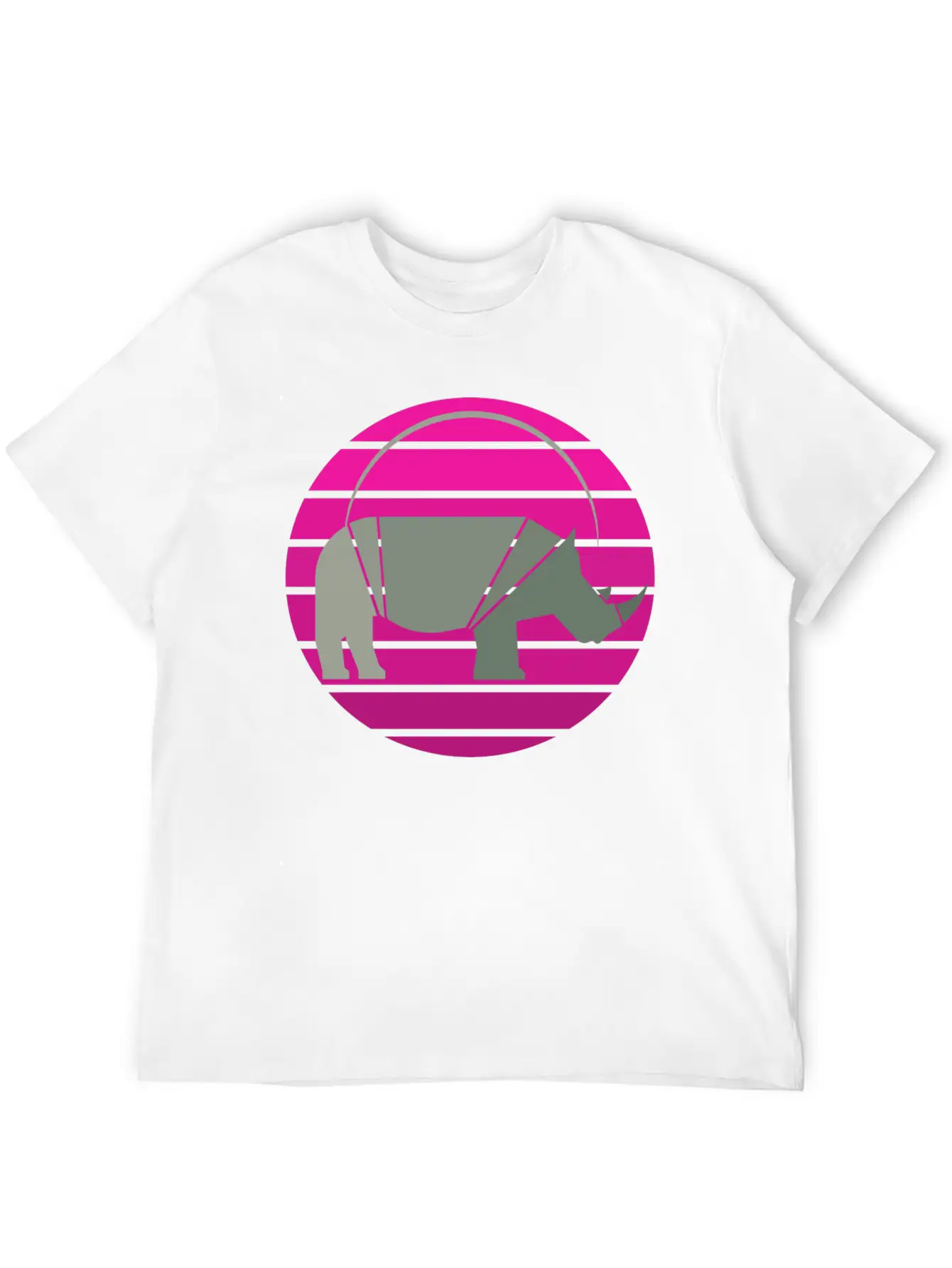 Rhinoceros Sunset Unisex Short Sleeve Soft Cotton T-Shirt – Casual Everyday Wear