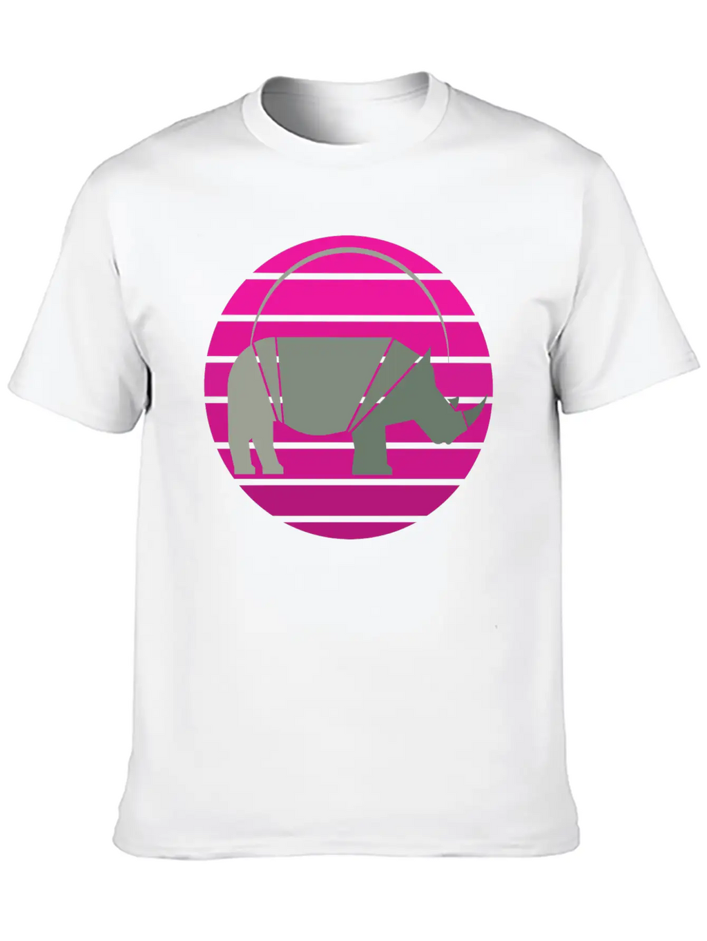 Rhinoceros Sunset Unisex Short Sleeve Soft Cotton T-Shirt – Casual Everyday Wear