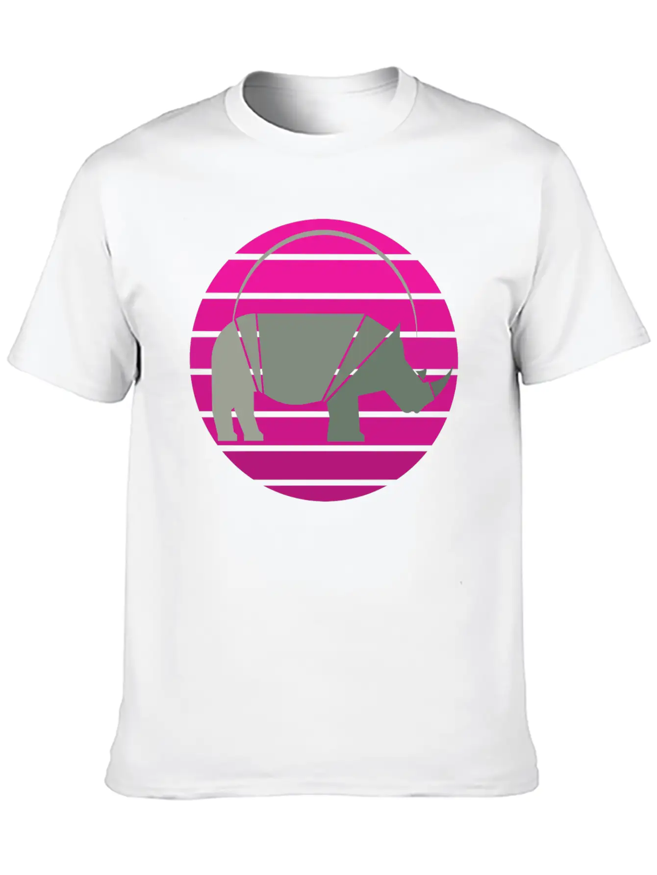 Rhinoceros Sunset Unisex Short Sleeve Soft Cotton T-Shirt – Casual Everyday Wear