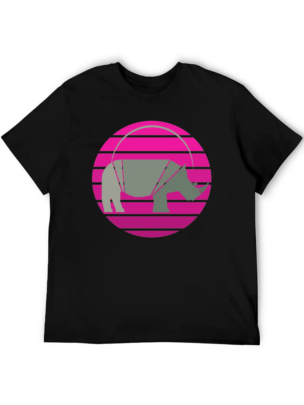 Rhinoceros Sunset Unisex Short Sleeve Soft Cotton T-Shirt – Casual Everyday Wear