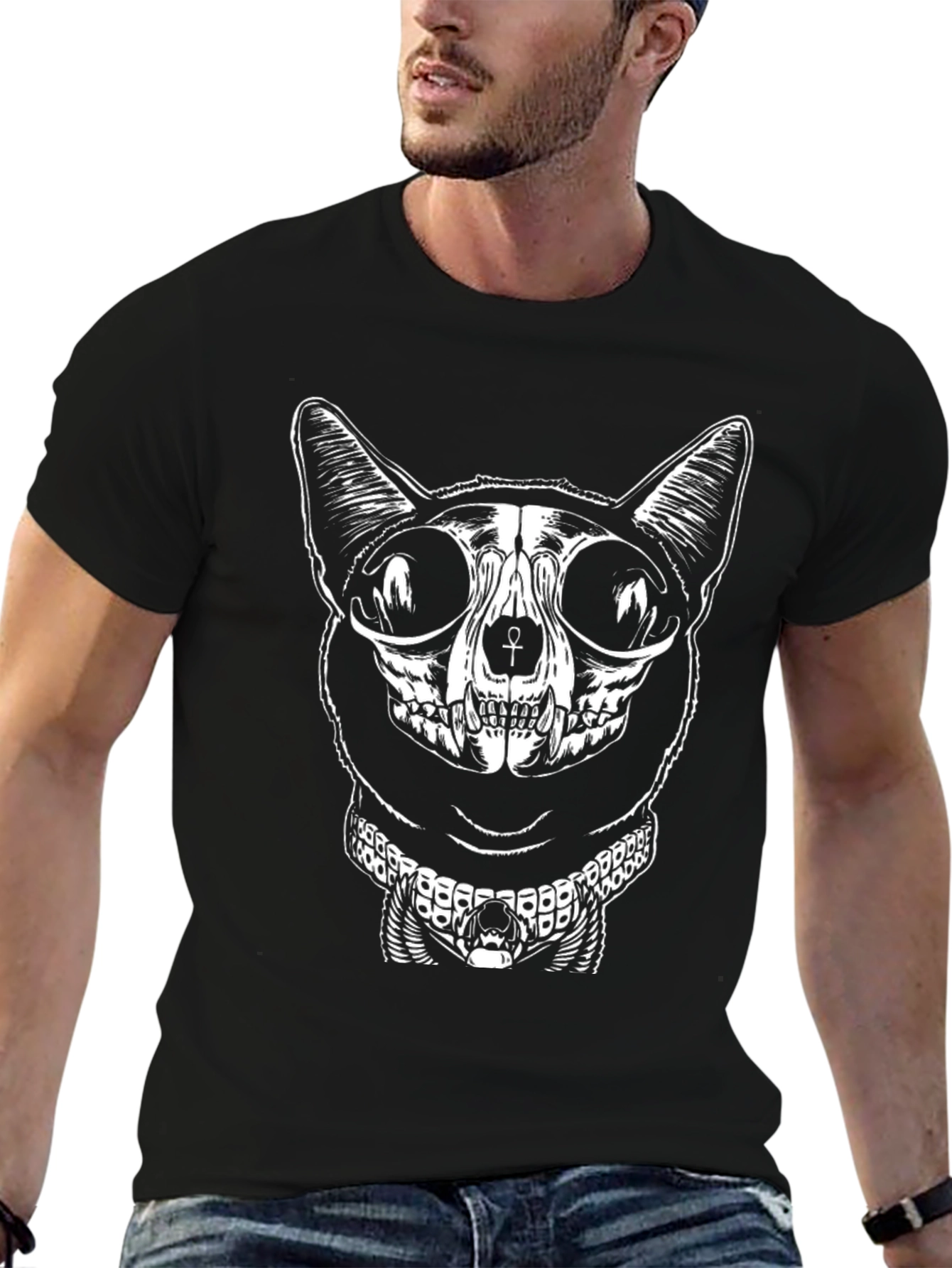 Egyptian Cat Skull Graphic Tee