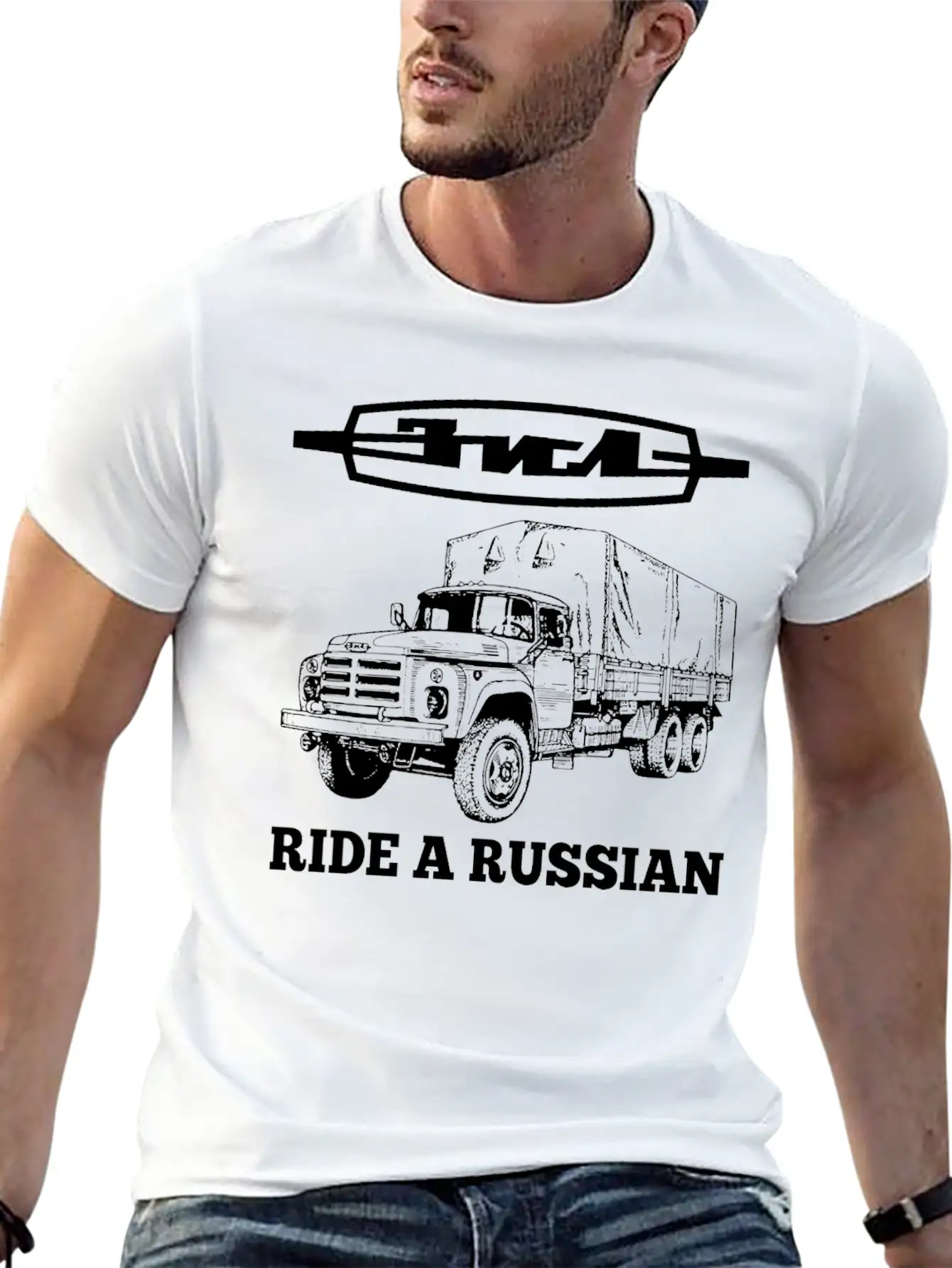 Ride A Russian Logo Russian Truck ZIL USSR Unisex Short Sleeve Soft Cotton T-Shirt – Casual Everyday Wear