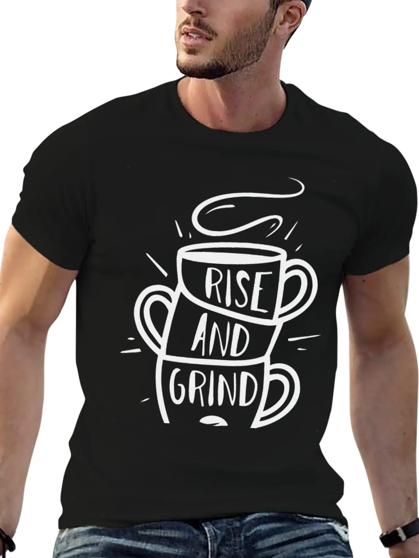 Rise And Grind Typography Unisex Casual T-Shirt – Clean Design For Daily Comfort