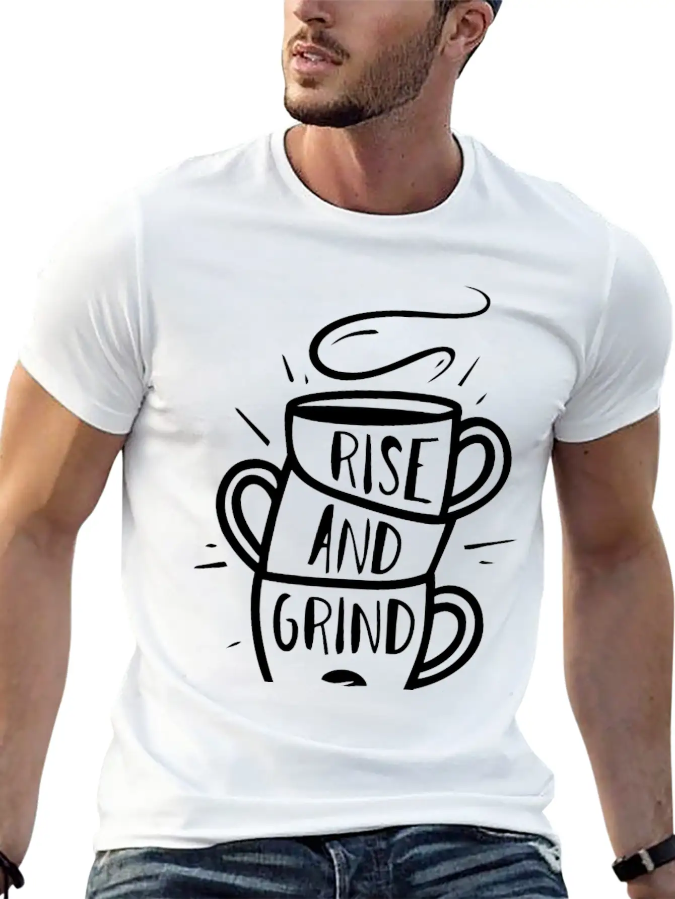 Rise And Grind Typography Unisex Casual T-Shirt – Clean Design For Daily Comfort
