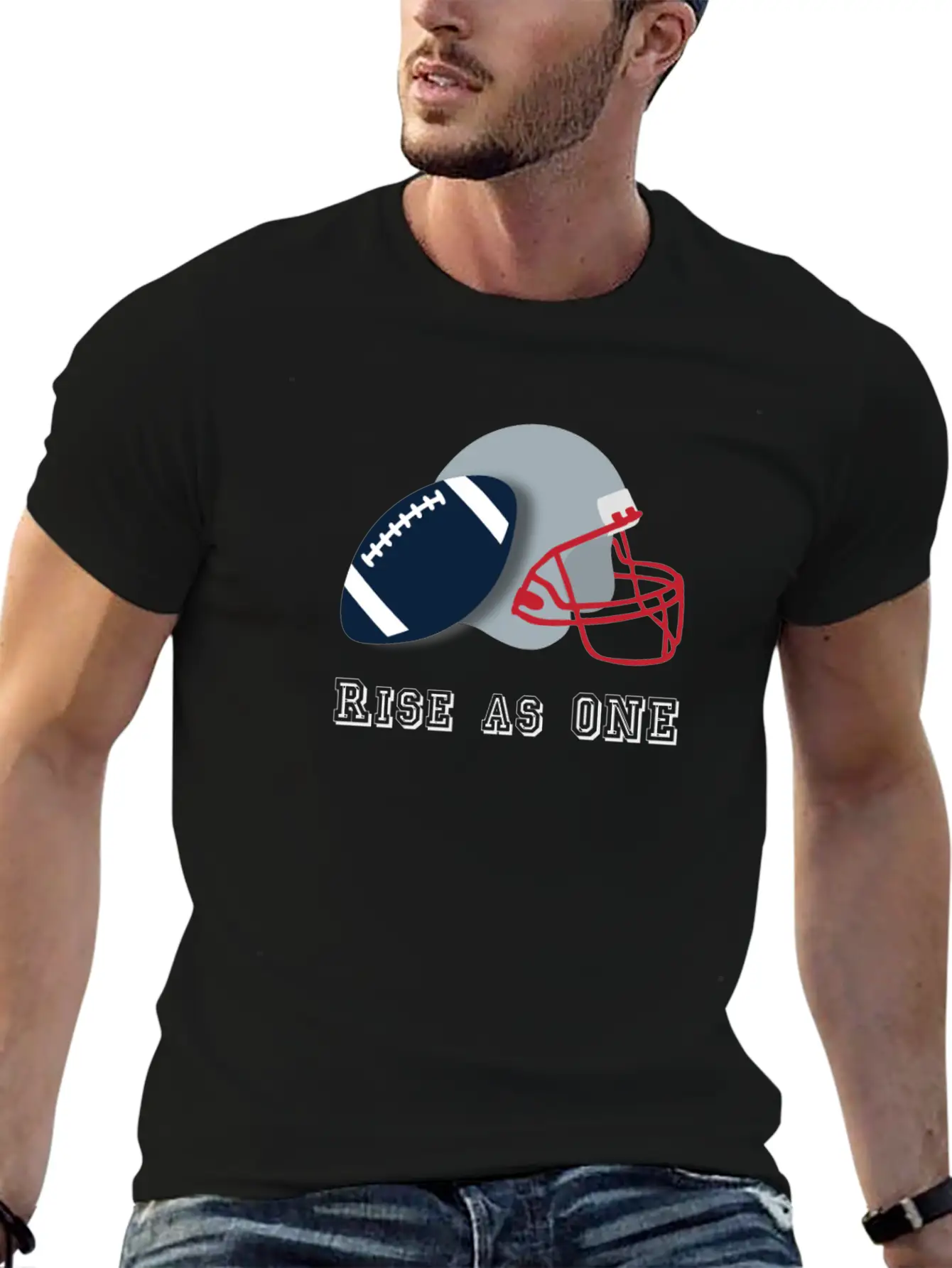 Rise As ONE Sport Training Football Unisex Short Sleeve Soft Cotton T-Shirt – Casual Everyday Wear