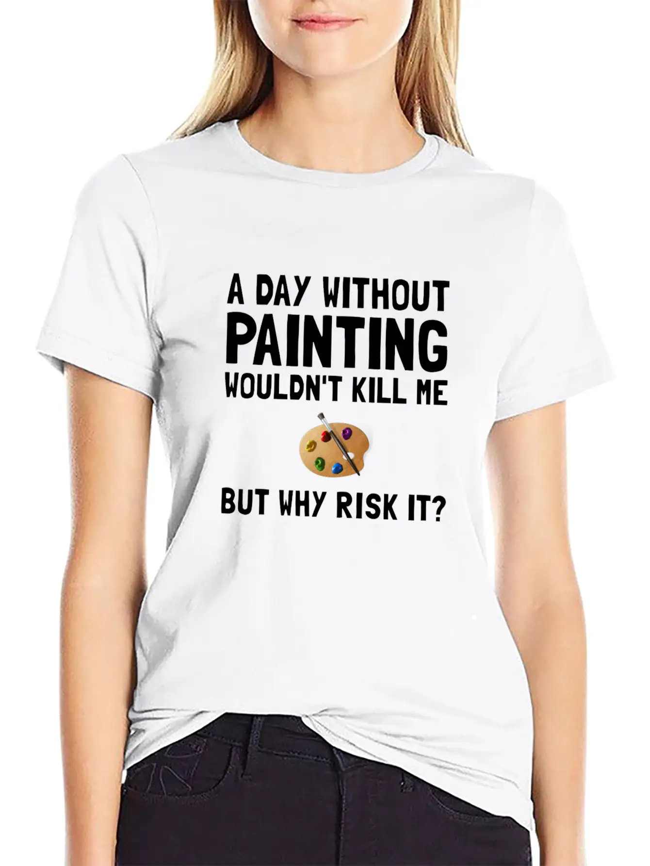 Risk It Painting Funny Breathable Soft Cotton T-Shirt – Timeless Casual Look