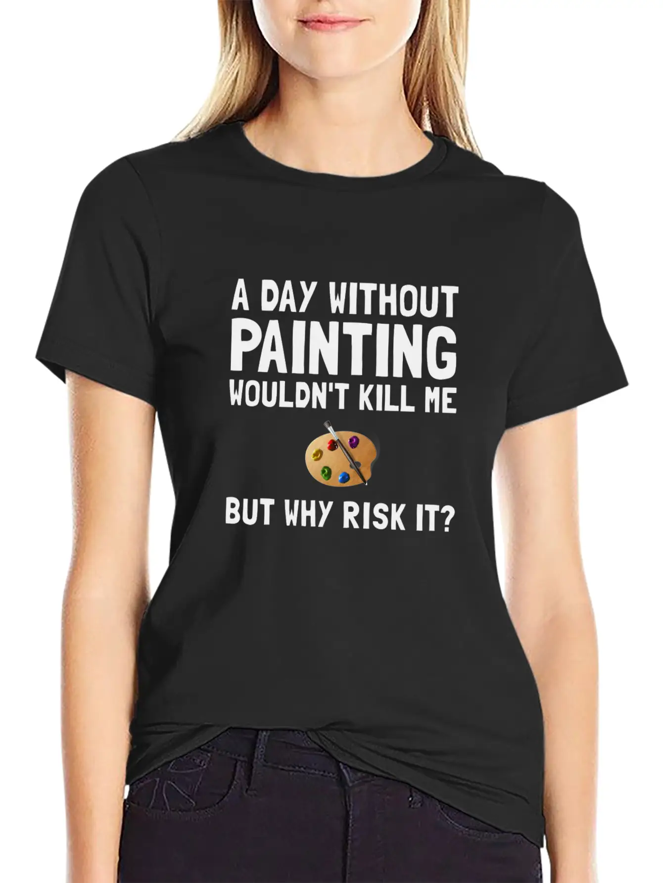 Risk It Painting Funny Breathable Soft Cotton T-Shirt – Timeless Casual Look