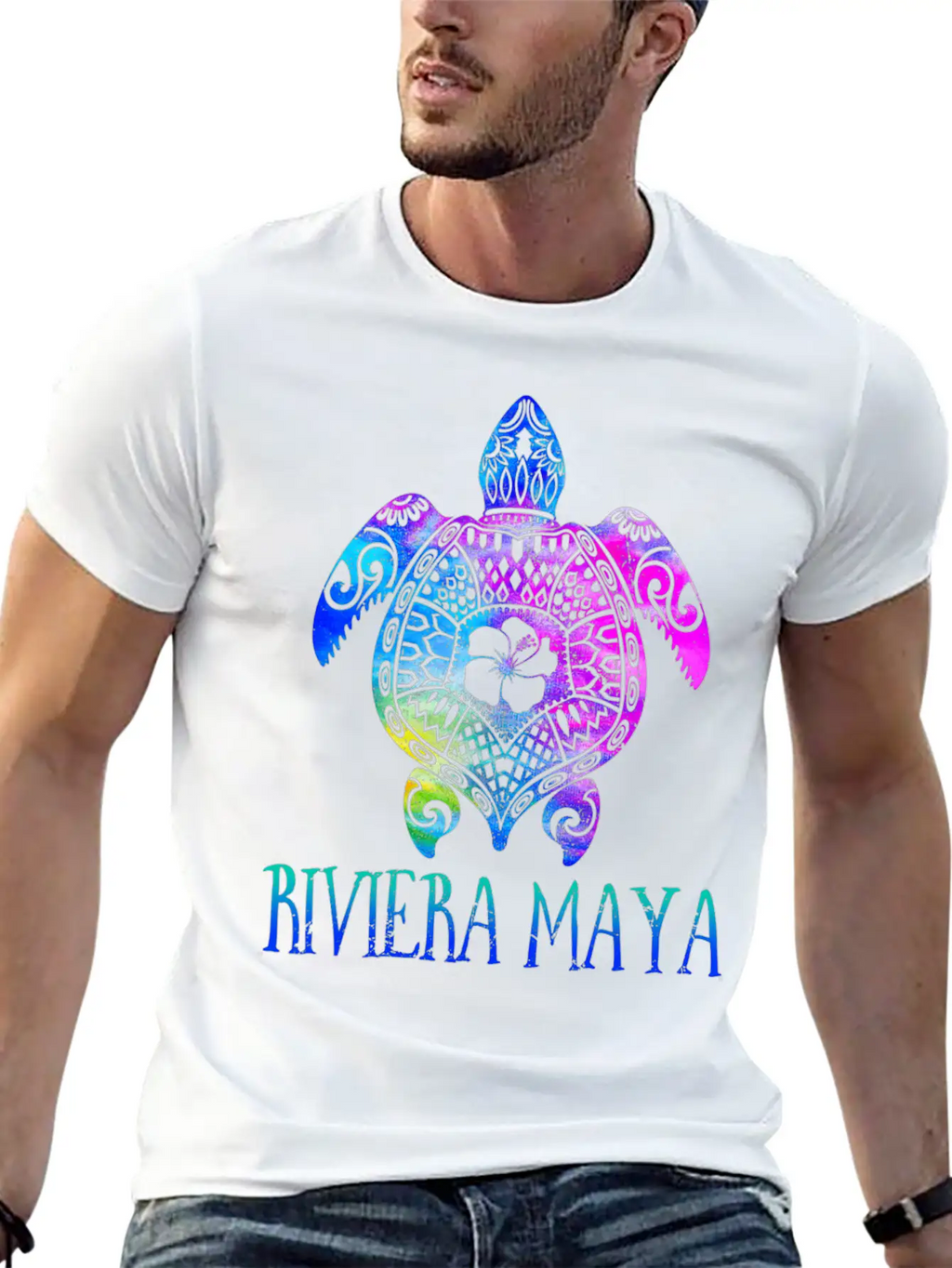Riviera Maya Meico Tie Dye Sea Turtle Vacation Stylish Everyday T-Shirt – Unisex Basic Cotton Tee