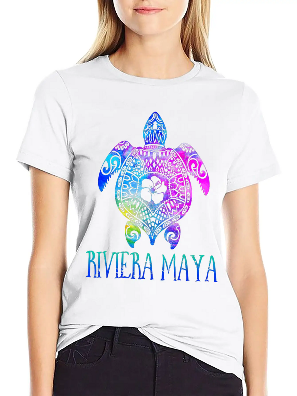Riviera Maya Meico Tie Dye Sea Turtle Vacation Stylish Everyday T-Shirt – Unisex Basic Cotton Tee