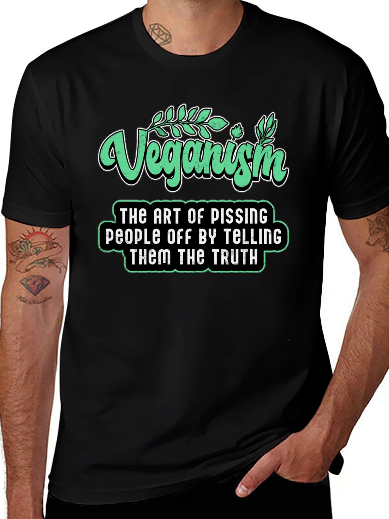 Veganism Funny Slogan T-Shirt - Black